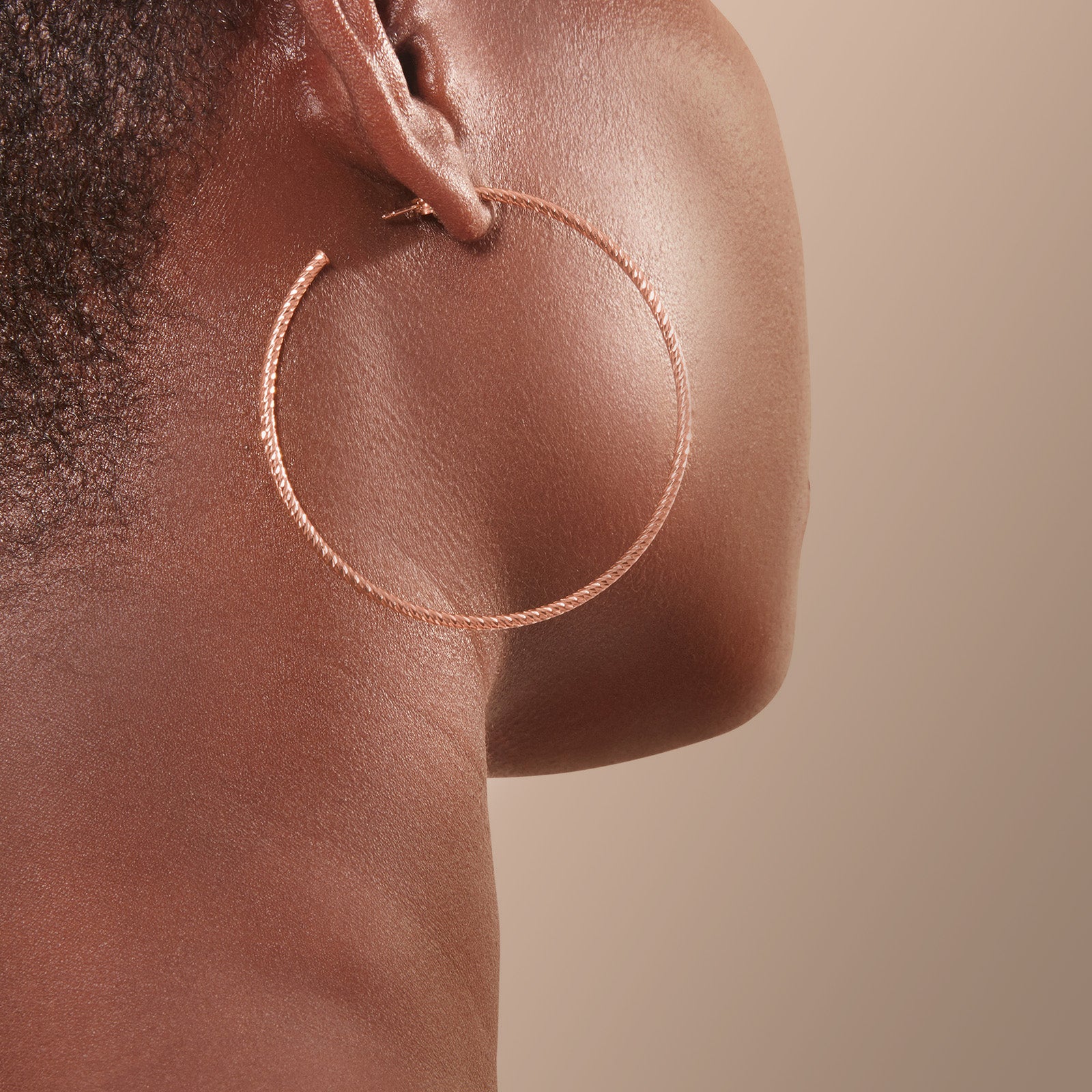 Rose Gold Plated 925 Sterling Silver 2.5-Inch Diamond Cut Hoop Earrings - Image 4