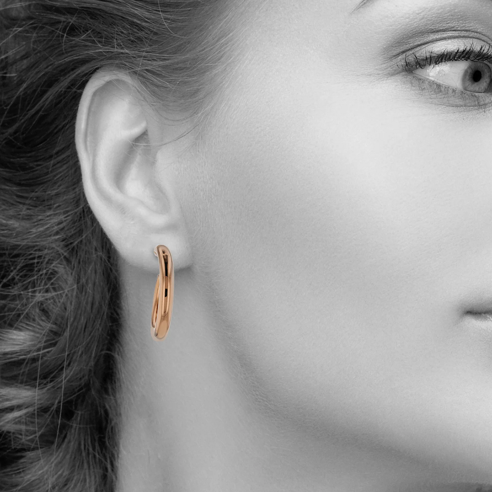 Rose Gold Plated 925 Sterling Silver 4.25 mm Tube Hoop Earrings - Image 3
