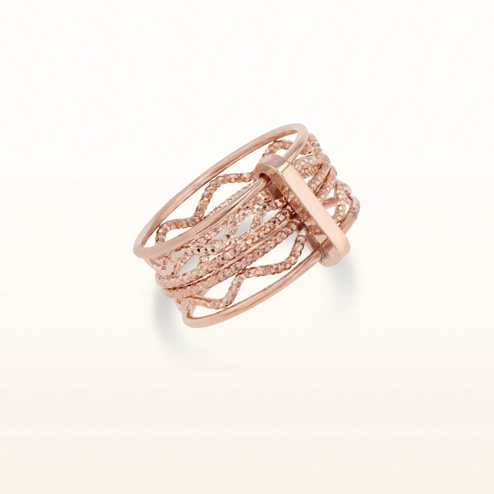 Rose Gold Plated 925 Sterling Silver 6-Row Band - Image 2