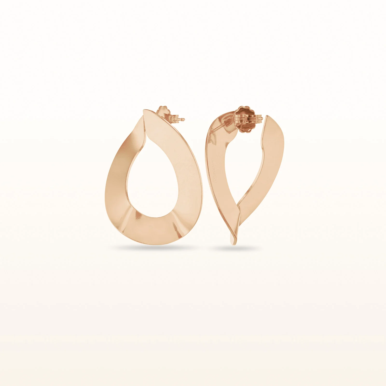 Rose Gold Plated 925 Sterling Silver Artistic Hoop Earrings - Image 2