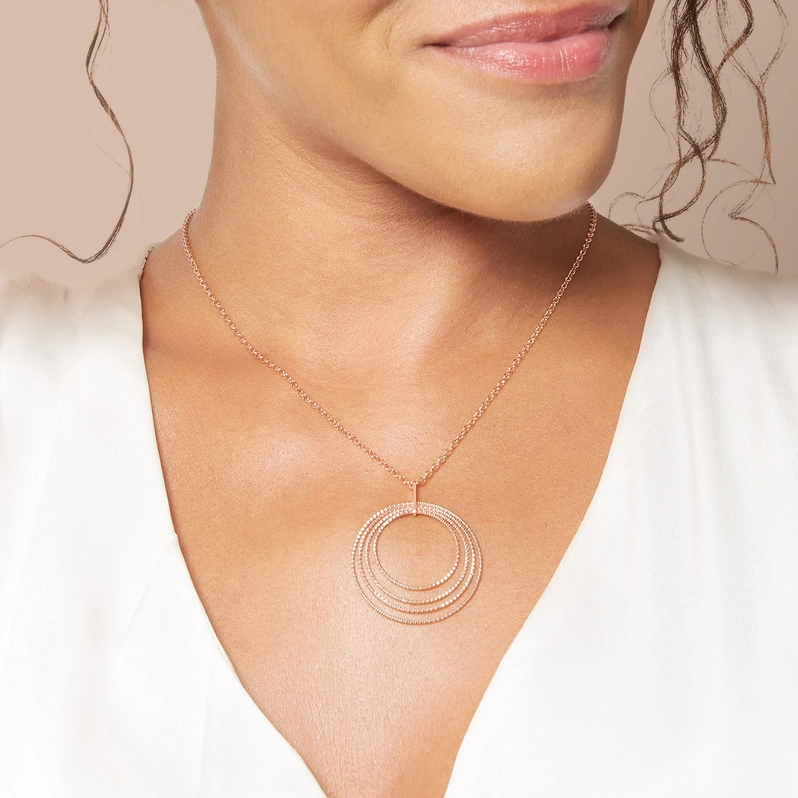 Rose Gold Plated 925 Sterling Silver Graduated Circle Pendant - Image 3