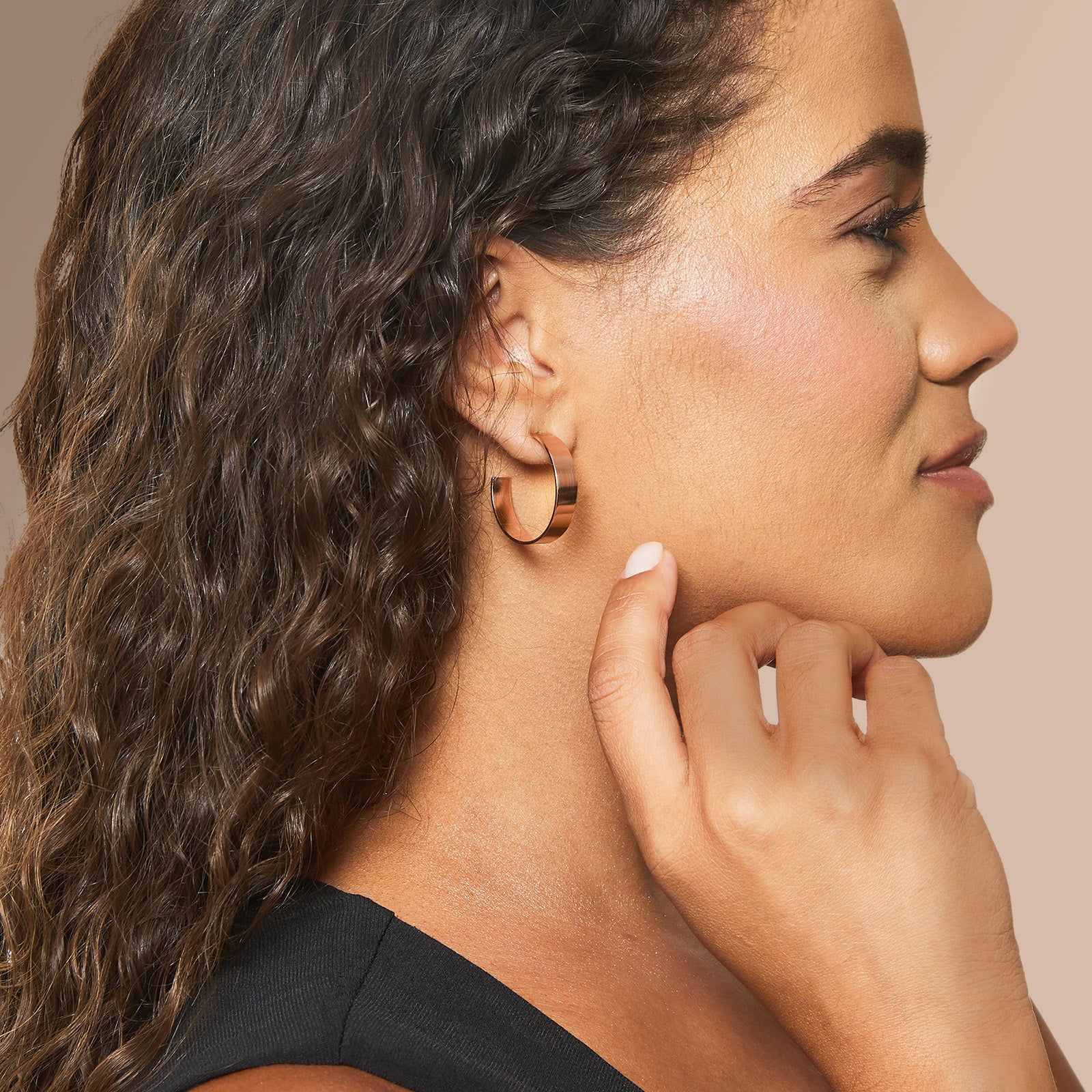 Rose Gold Plated 925 Sterling Silver Hoop Earrings - Image 5