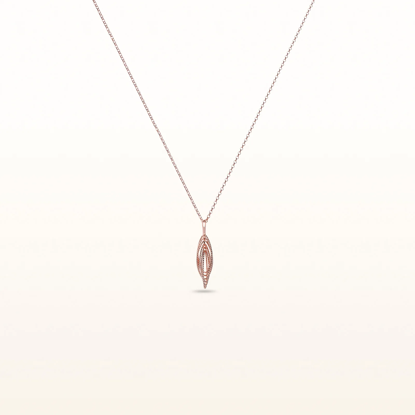 Rose Gold Plated 925 Sterling Silver Marquise Shaped Pendant - Image 2