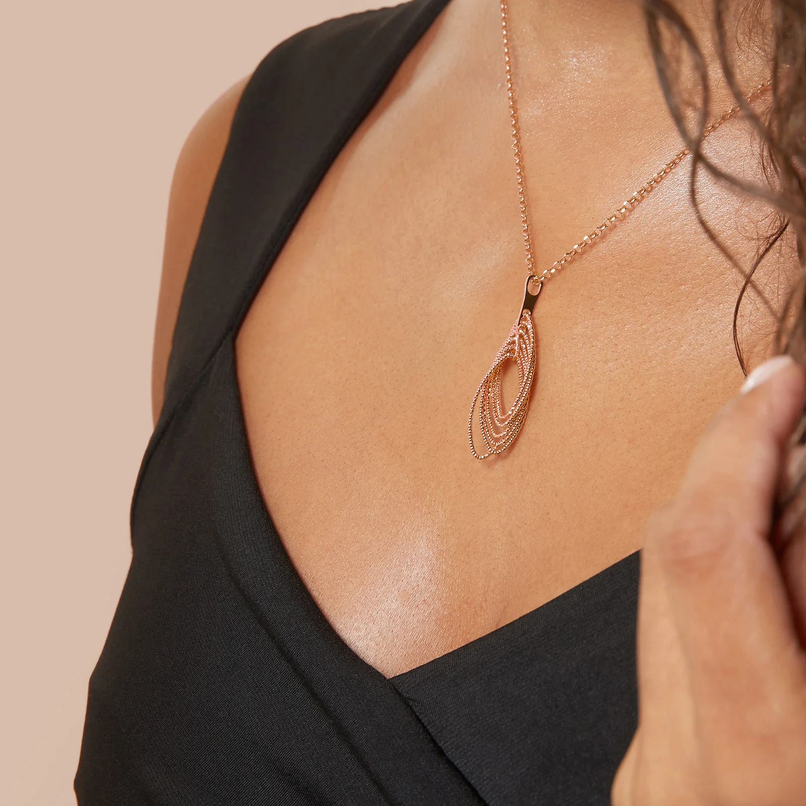 Rose Gold Plated 925 Sterling Silver Marquise Shaped Pendant - Image 5