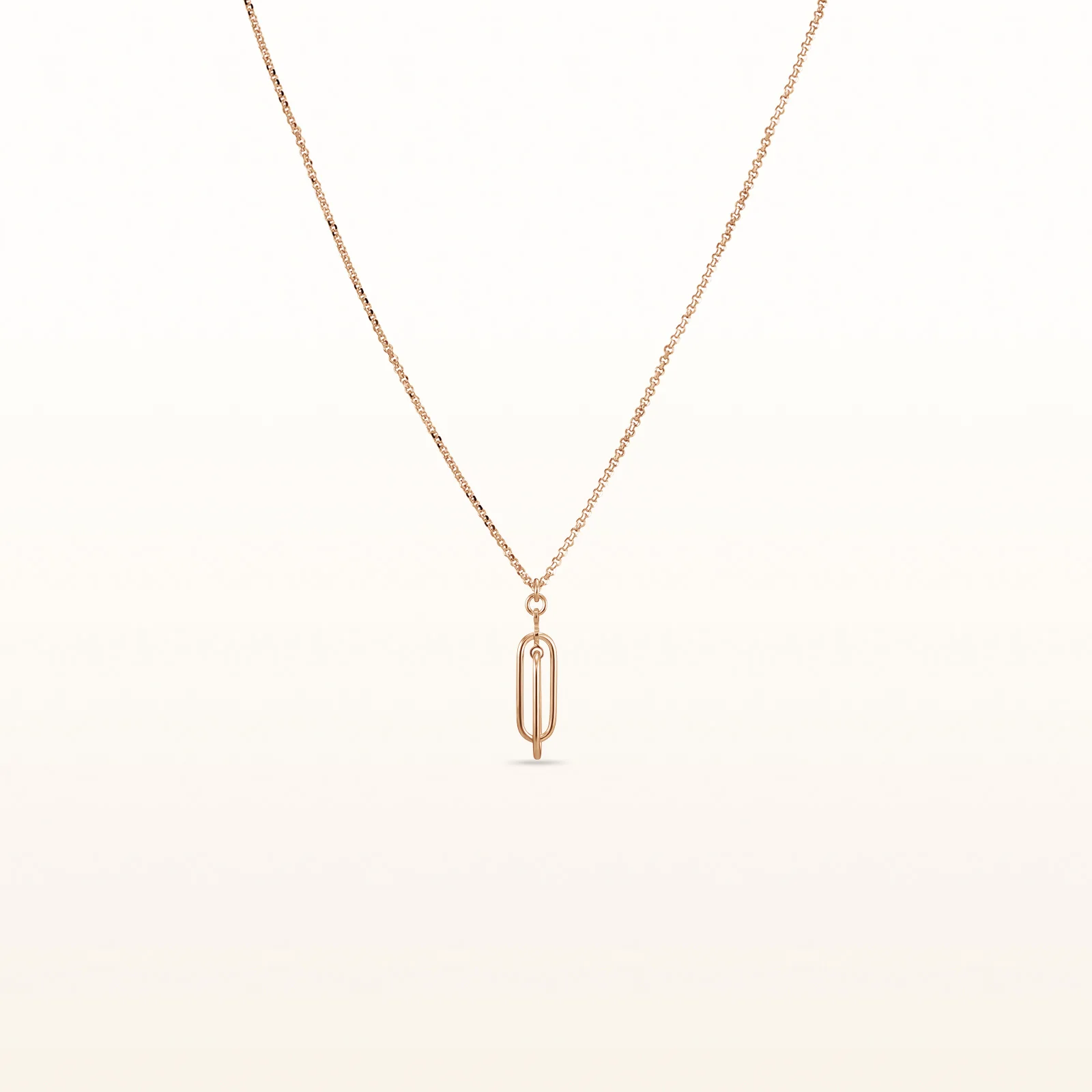 Rose Gold Plated 925 Sterling Silver Paperclip Pendant