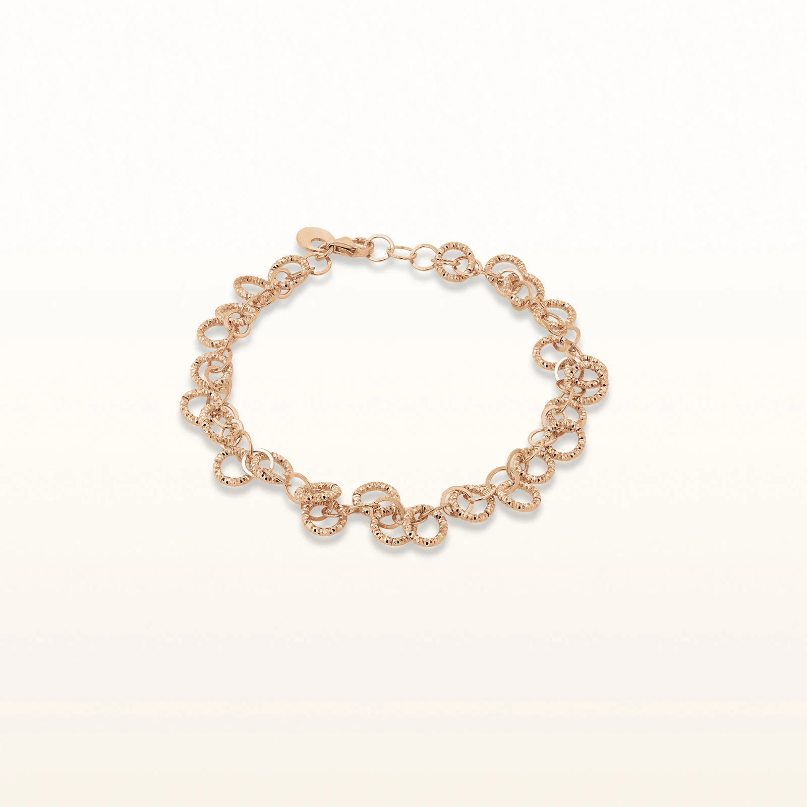 Rose Gold Plated 925 Sterling Silver Textured Multi-Circle Bracelet