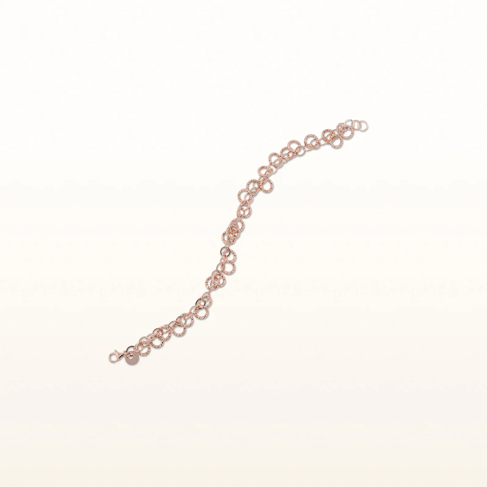 Rose Gold Plated 925 Sterling Silver Textured Multi-Circle Bracelet - Image 3