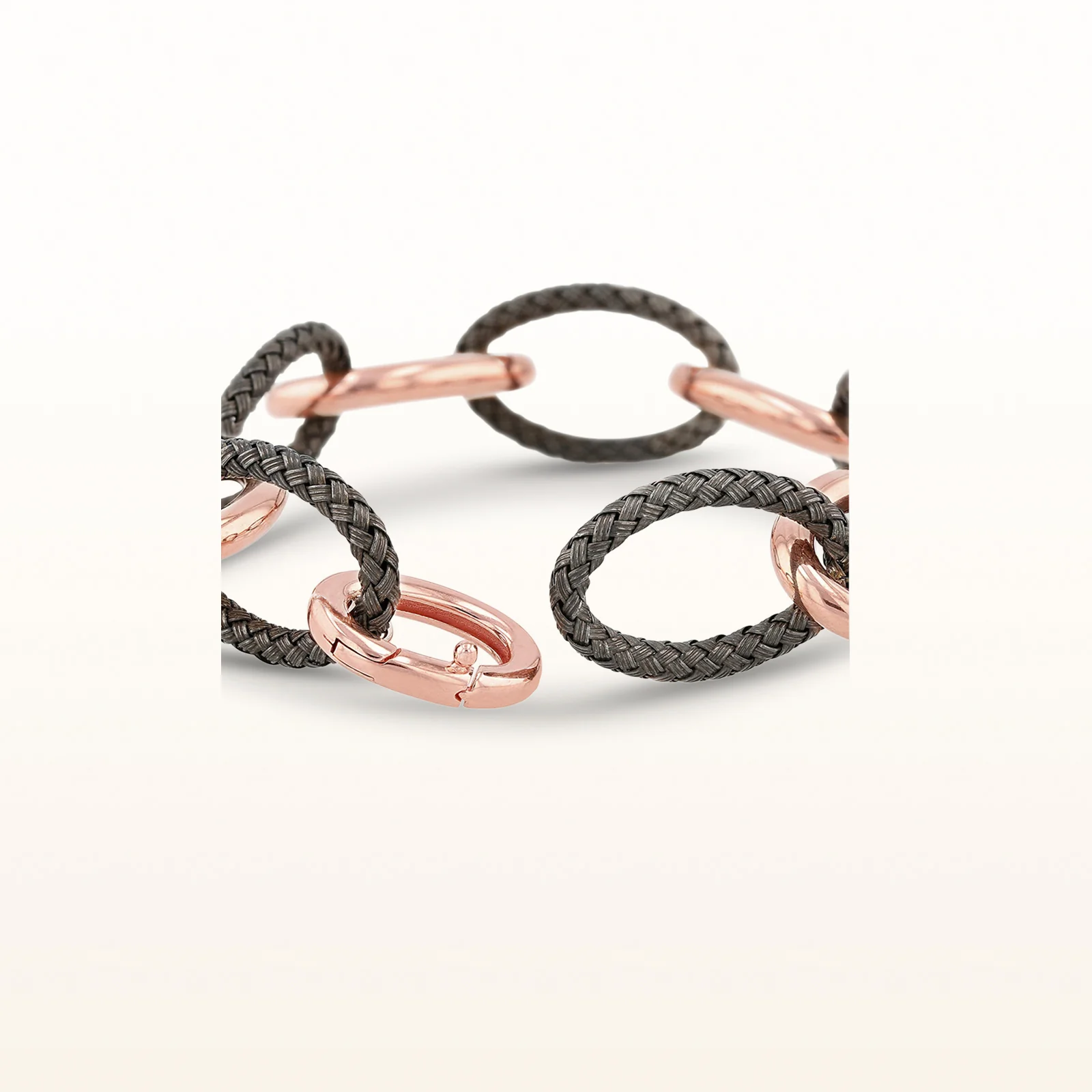 Rose Gold Plated and Blackened 925 Sterling Silver Oval Link Endless Bracelet - Image 2