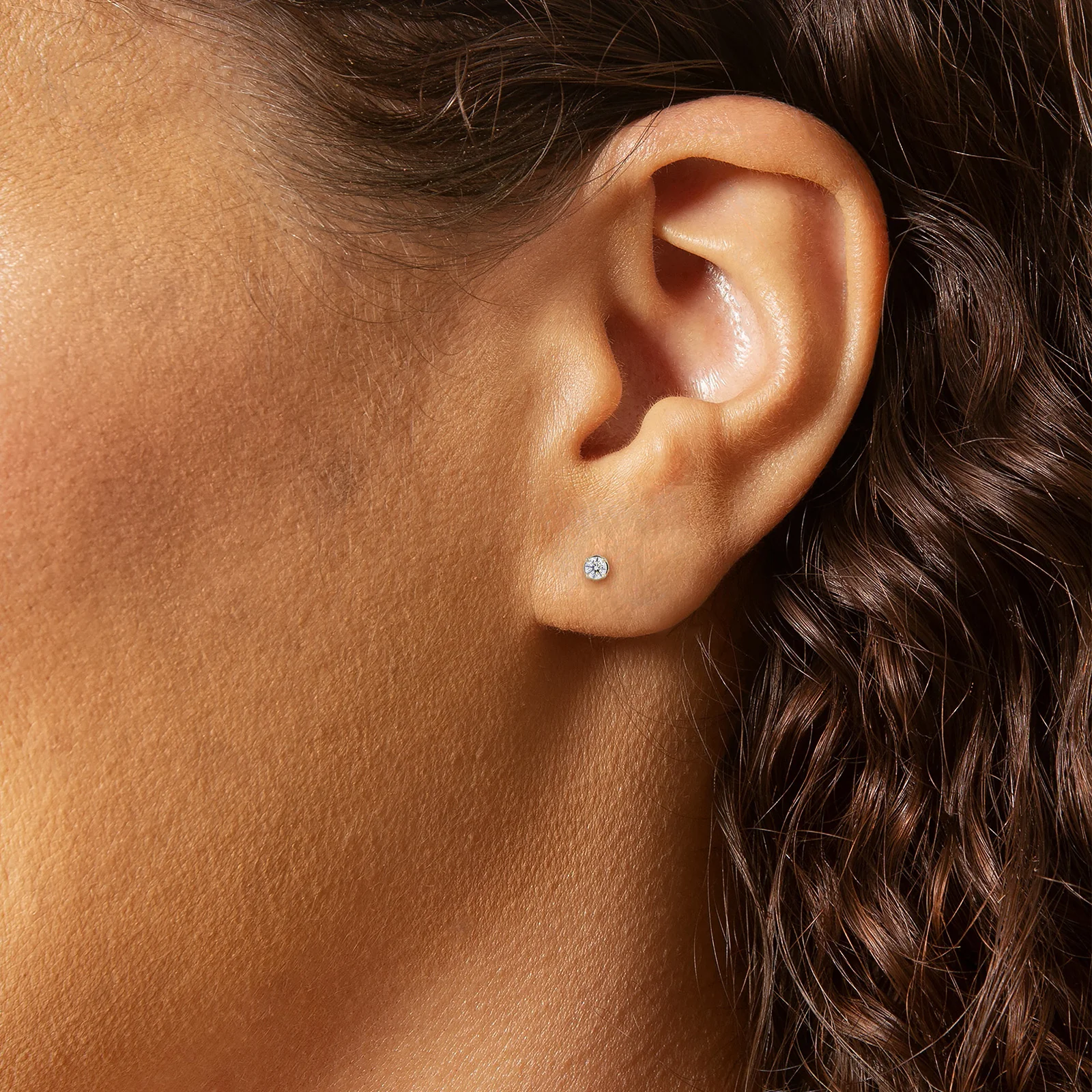 Round Diamond Crown Stud Earrings in 14kt Yellow Gold - Image 4