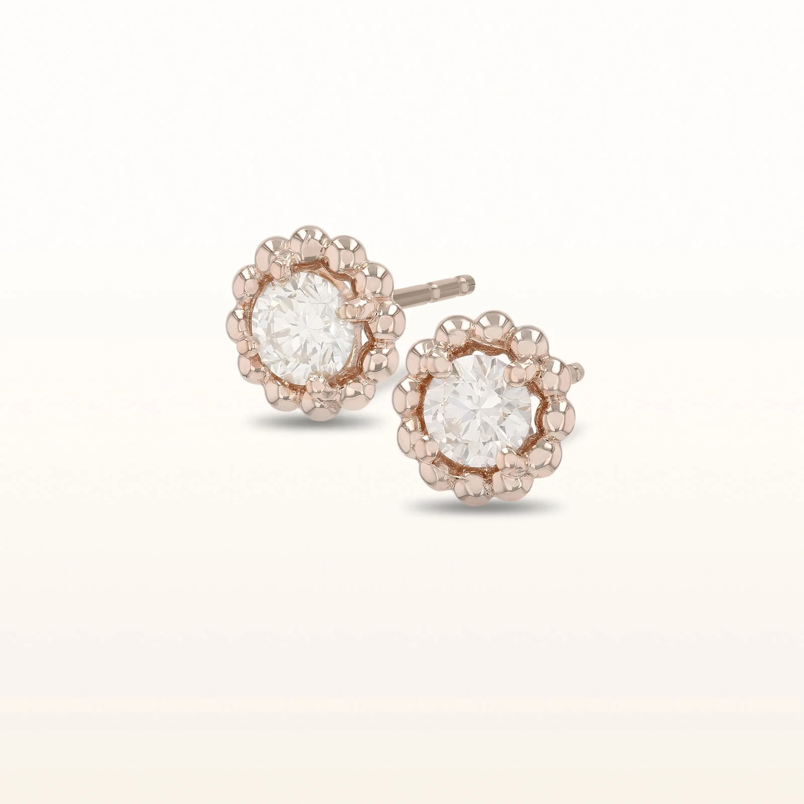 0.50 ctw Round Diamond Beaded Halo Stud Earrings - Image 6