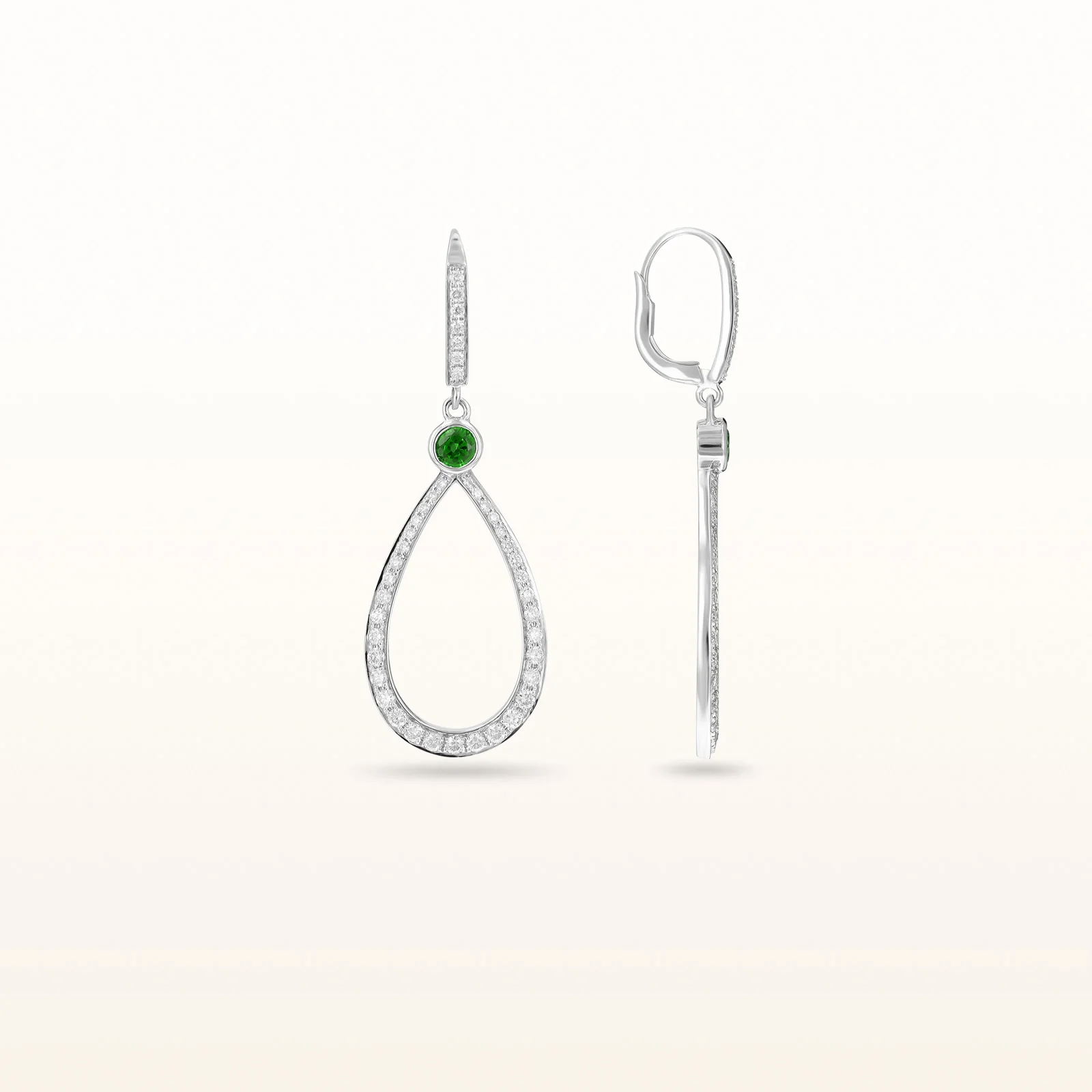 Round Diamond or Gemstone Teardrop Dangle Earrings in 14kt White Gold - Image 22
