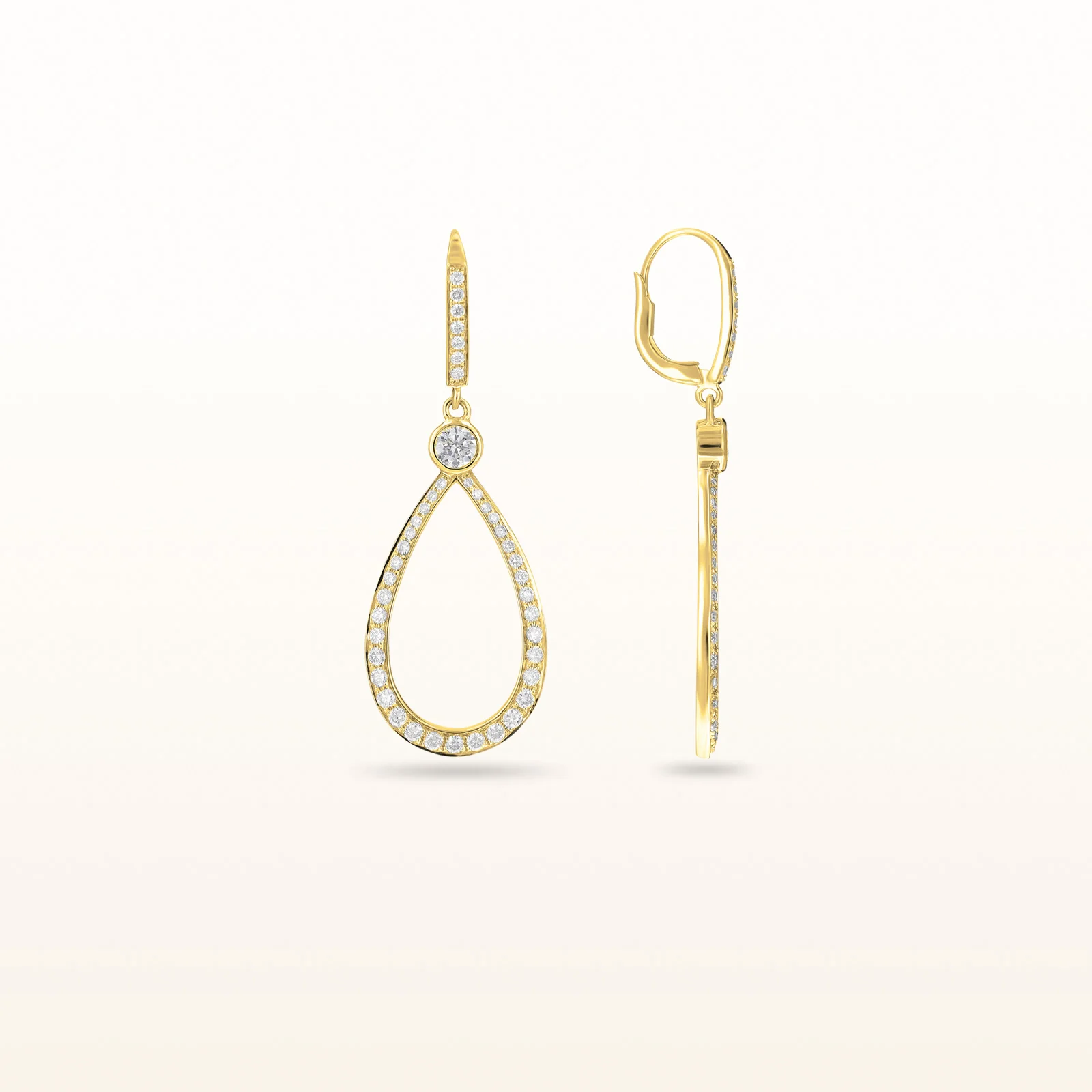 Round Diamond or Gemstone Teardrop Dangle Earrings in 14kt White Gold - Image 5