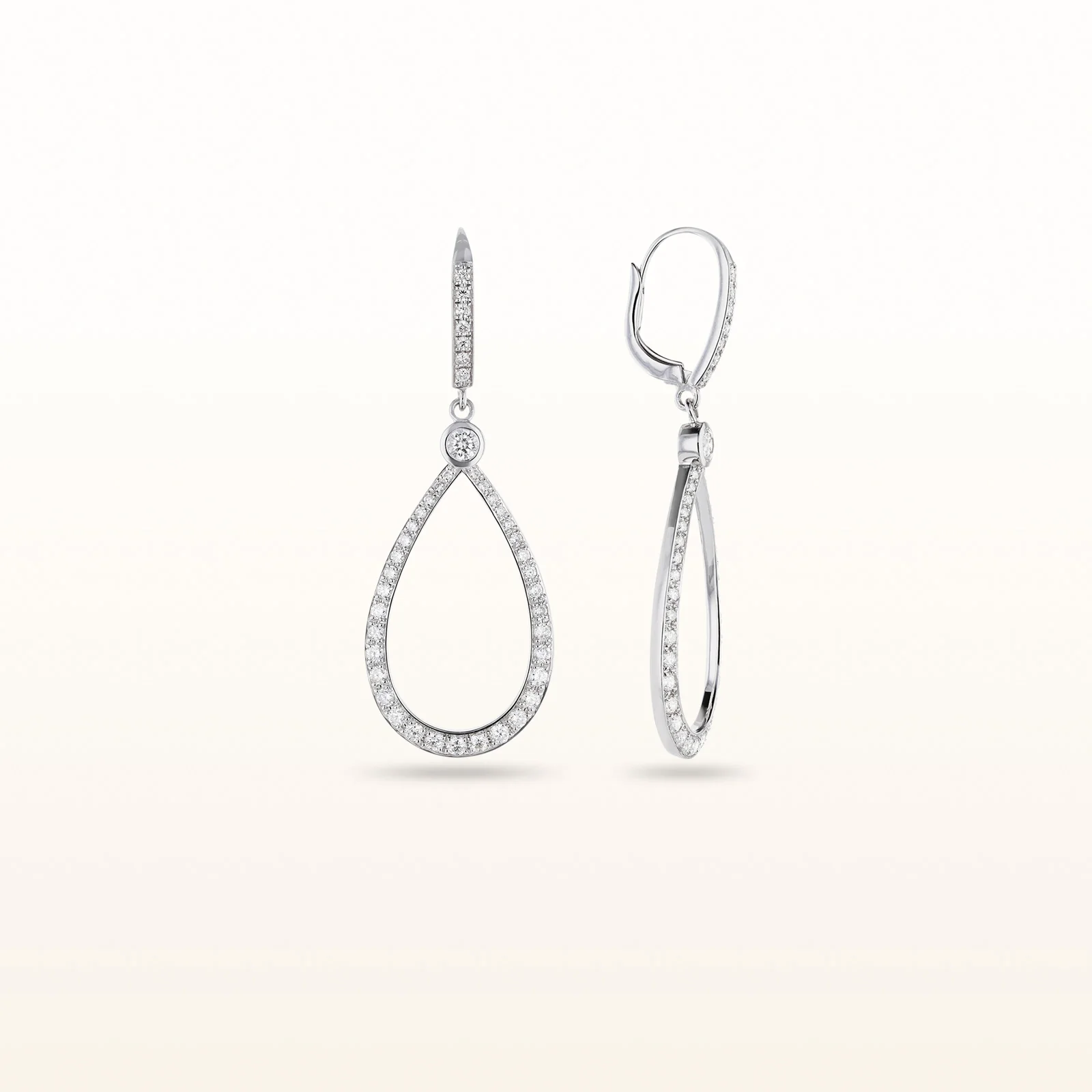 Round Diamond Teardrop Dangle Earrings
