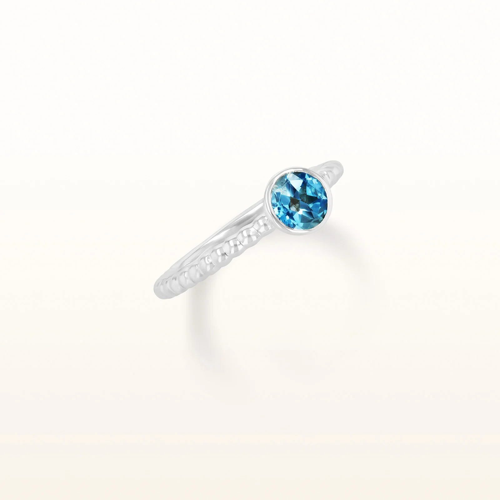 Round 5.0 mm Gemstone or Diamond Stackable Beaded Ring in 925 Sterling Silver - Image 3