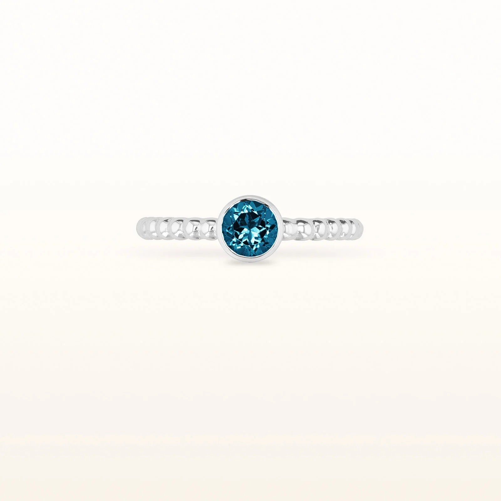 5.0 mm Round Gemstone Stackable Beaded Ring in 14kt White Gold - Image 13
