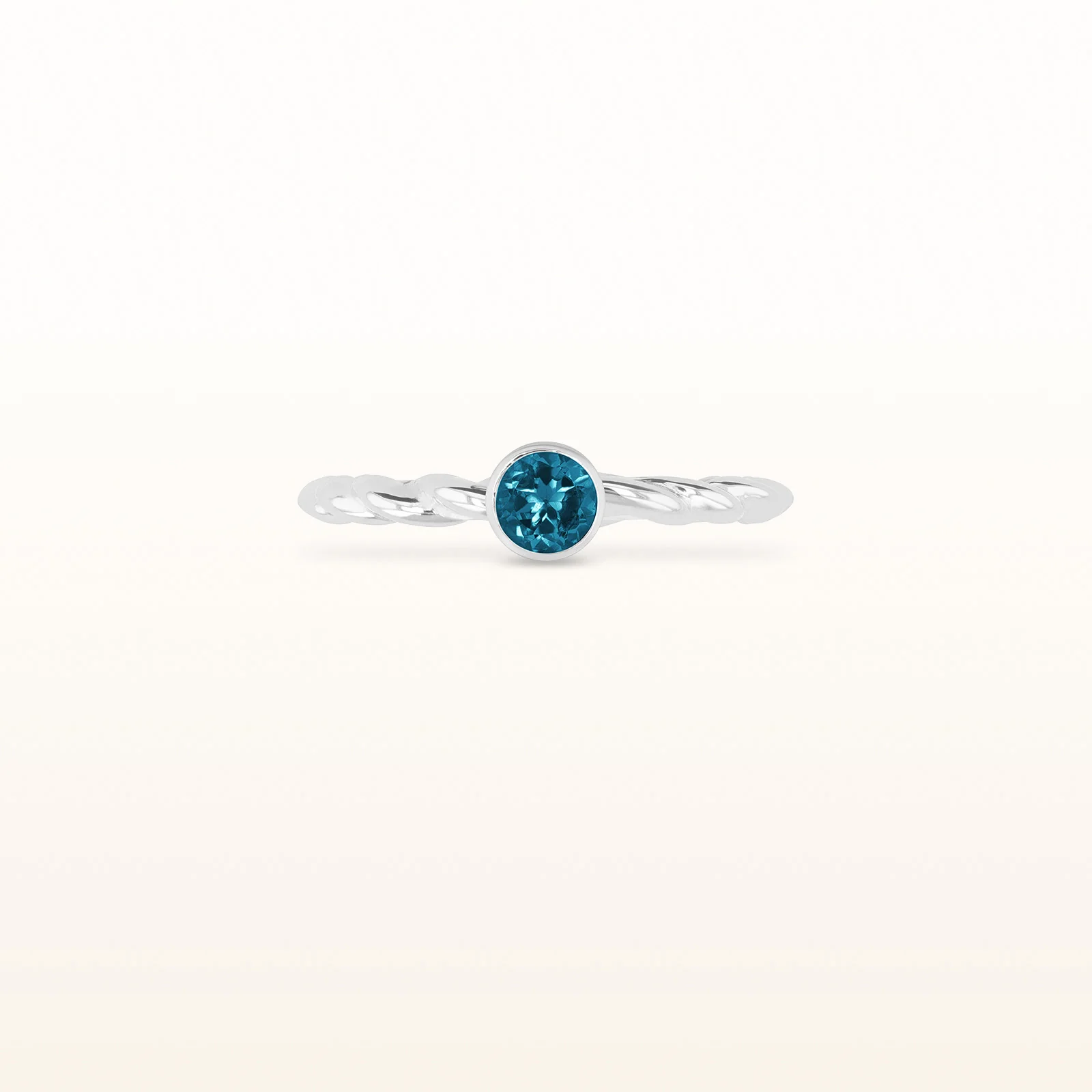 4.0 mm Round Gemstone or Diamond Stackable Rope Style Ring in 14kt White Gold - Image 15