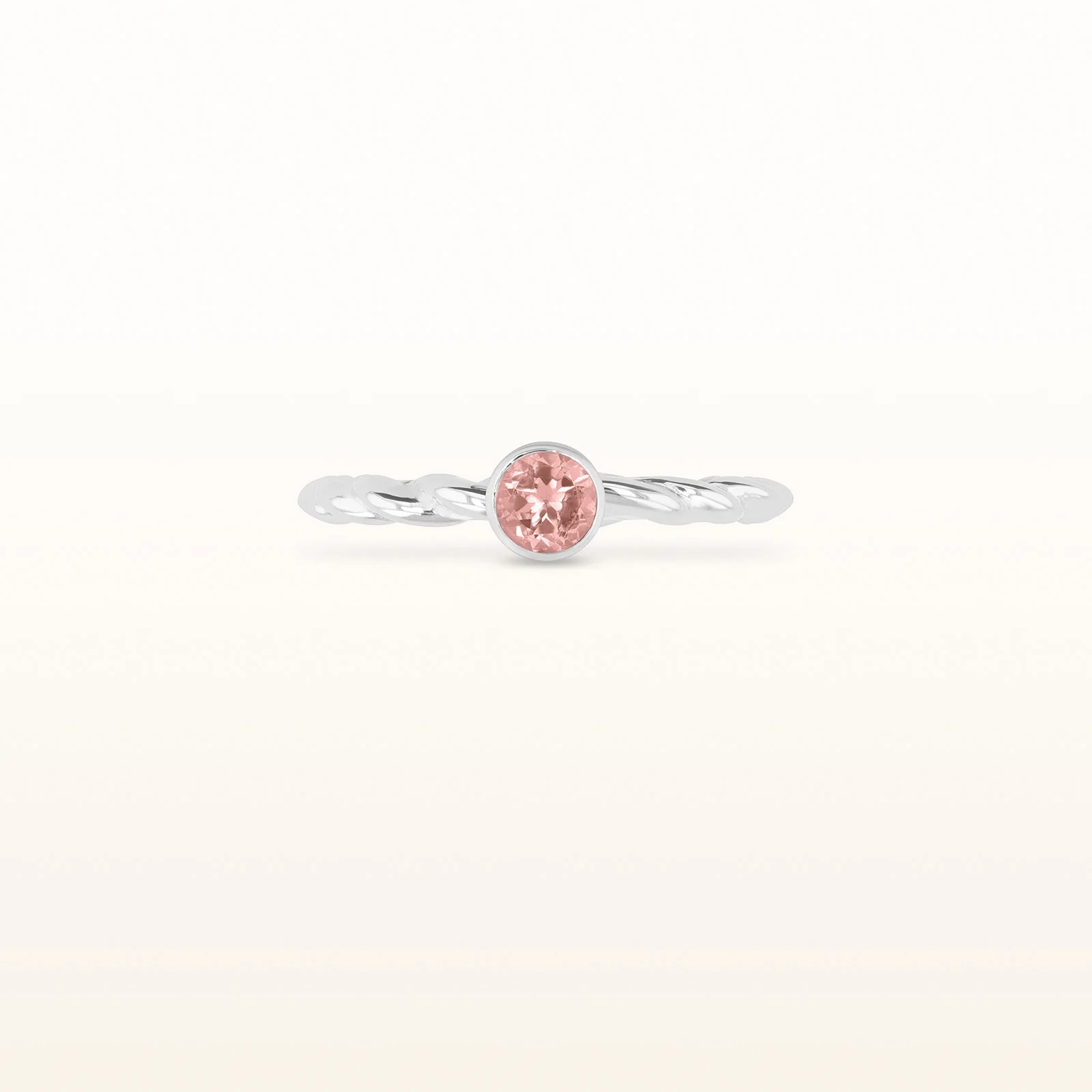4.0 mm Round Gemstone or Diamond Stackable Rope Style Ring in 14kt White Gold - Image 17