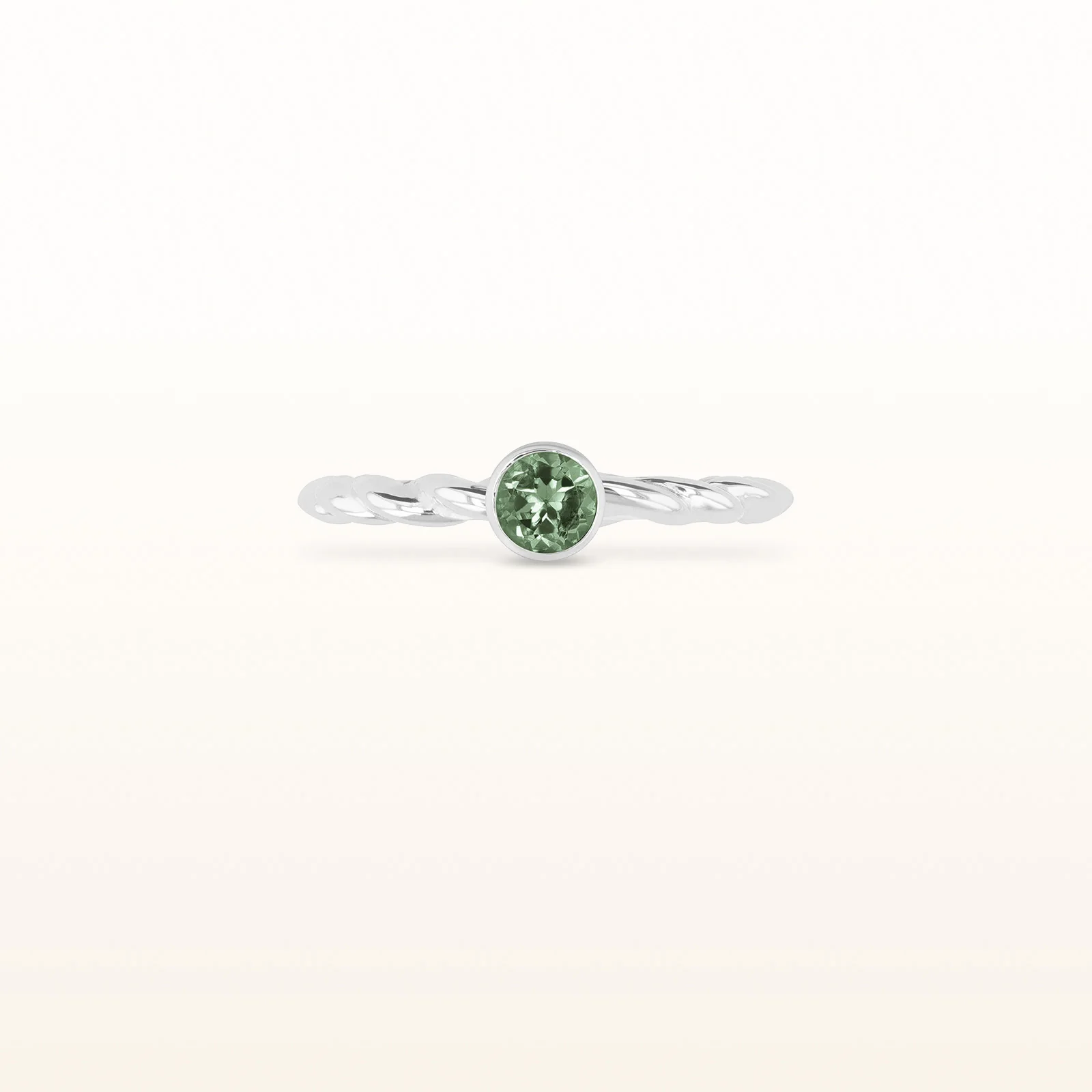 4.0 mm Round Gemstone or Diamond Stackable Rope Style Ring in 14kt White Gold - Image 6