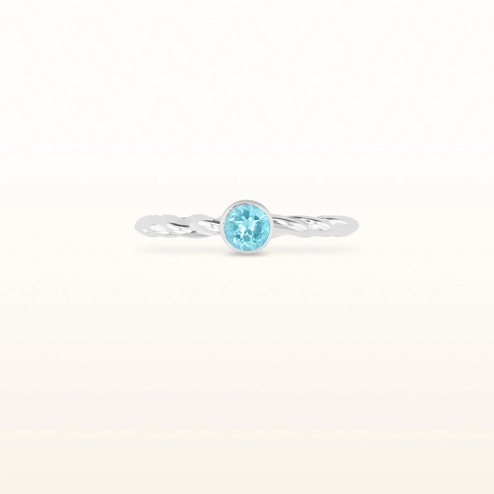 4.0 mm Round Gemstone or Diamond Stackable Rope Style Ring in 14kt White Gold - Image 8