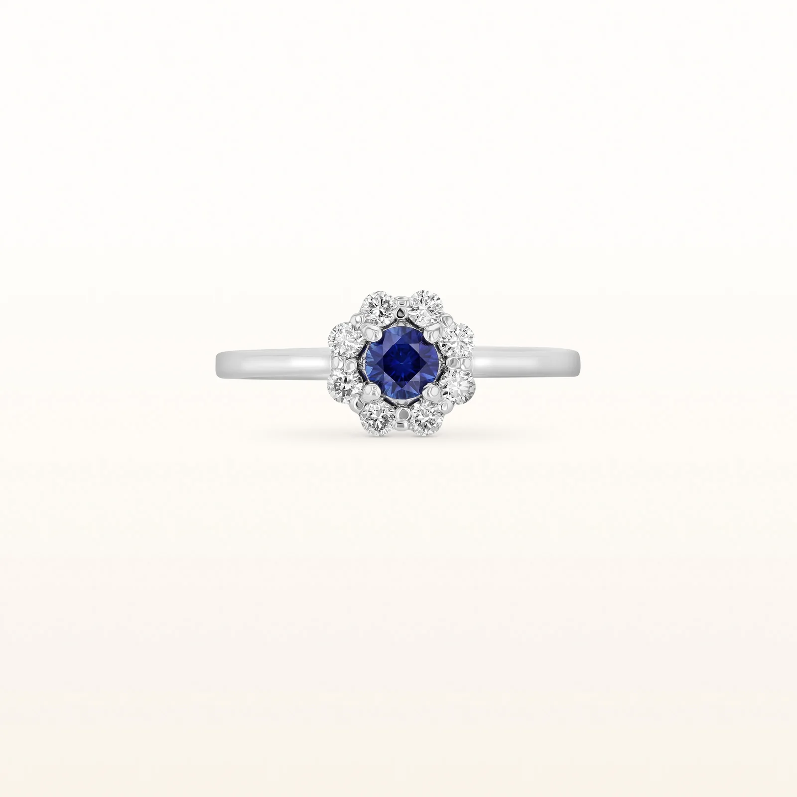 Round Gemstone Ring with 1/4 ctw Diamond Halo in 14kt White Gold - Image 6