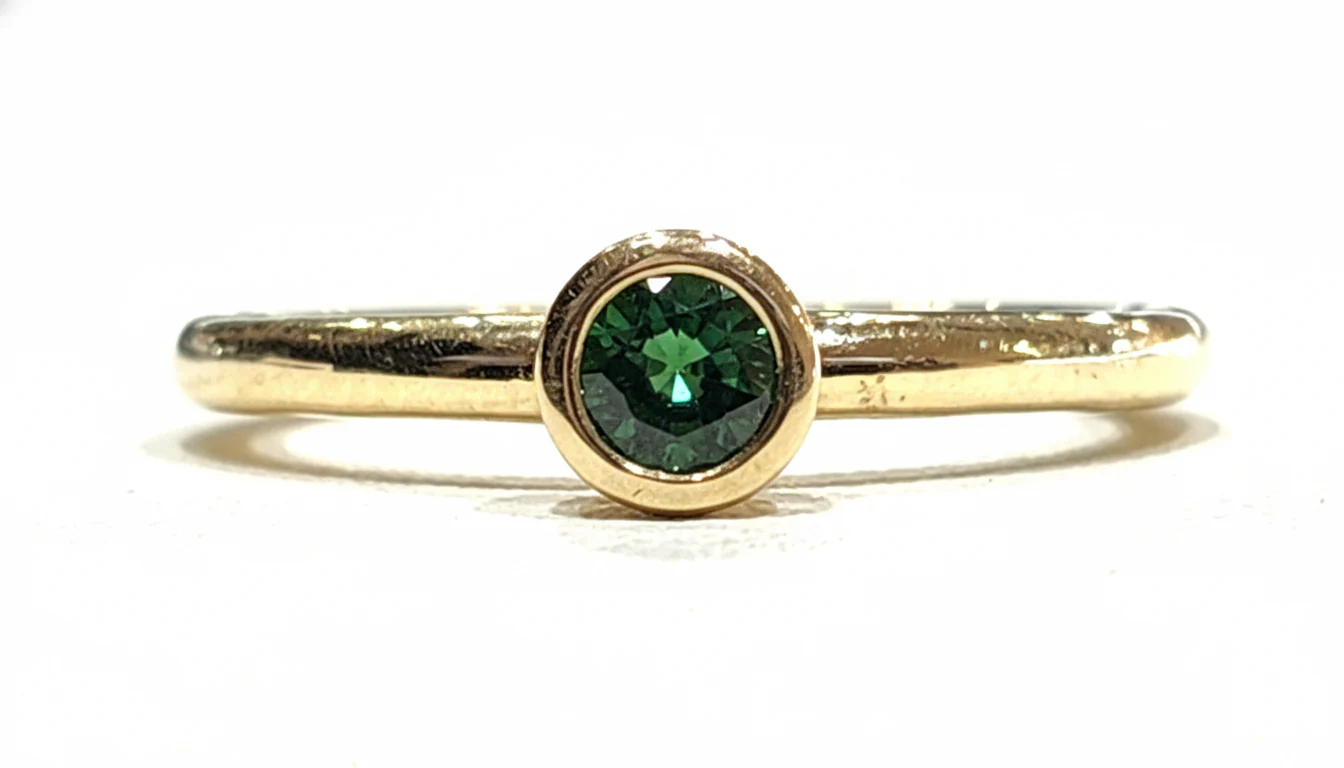 Round Gemstone Stackable High Polish Ring in 14K Yellow Gold - Image 4