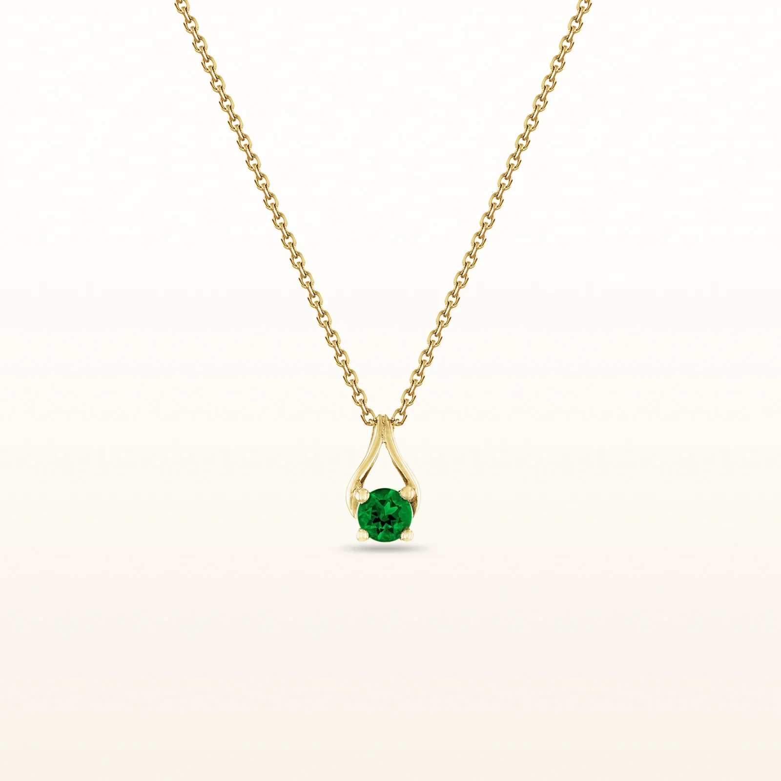 4.0 mm Round Gemstone Wishbone Pendant in 14kt Yellow Gold - Image 12
