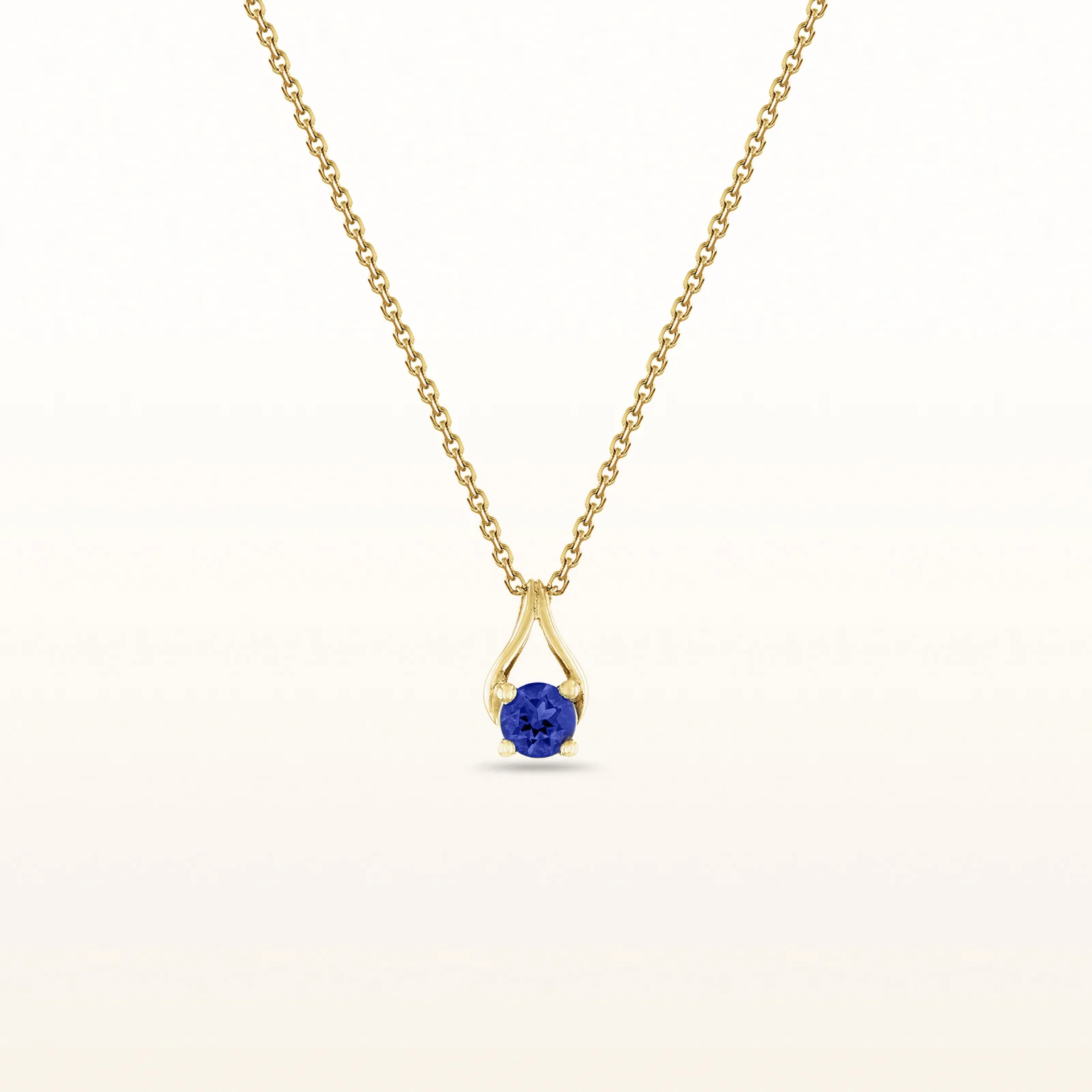 4.0 mm Round Gemstone Wishbone Pendant in 14kt Yellow Gold - Image 6