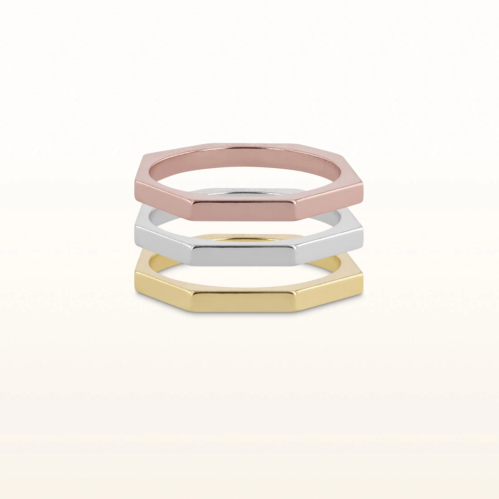 Set of Three 925 Sterling Silver Geometric Rings - Image 3