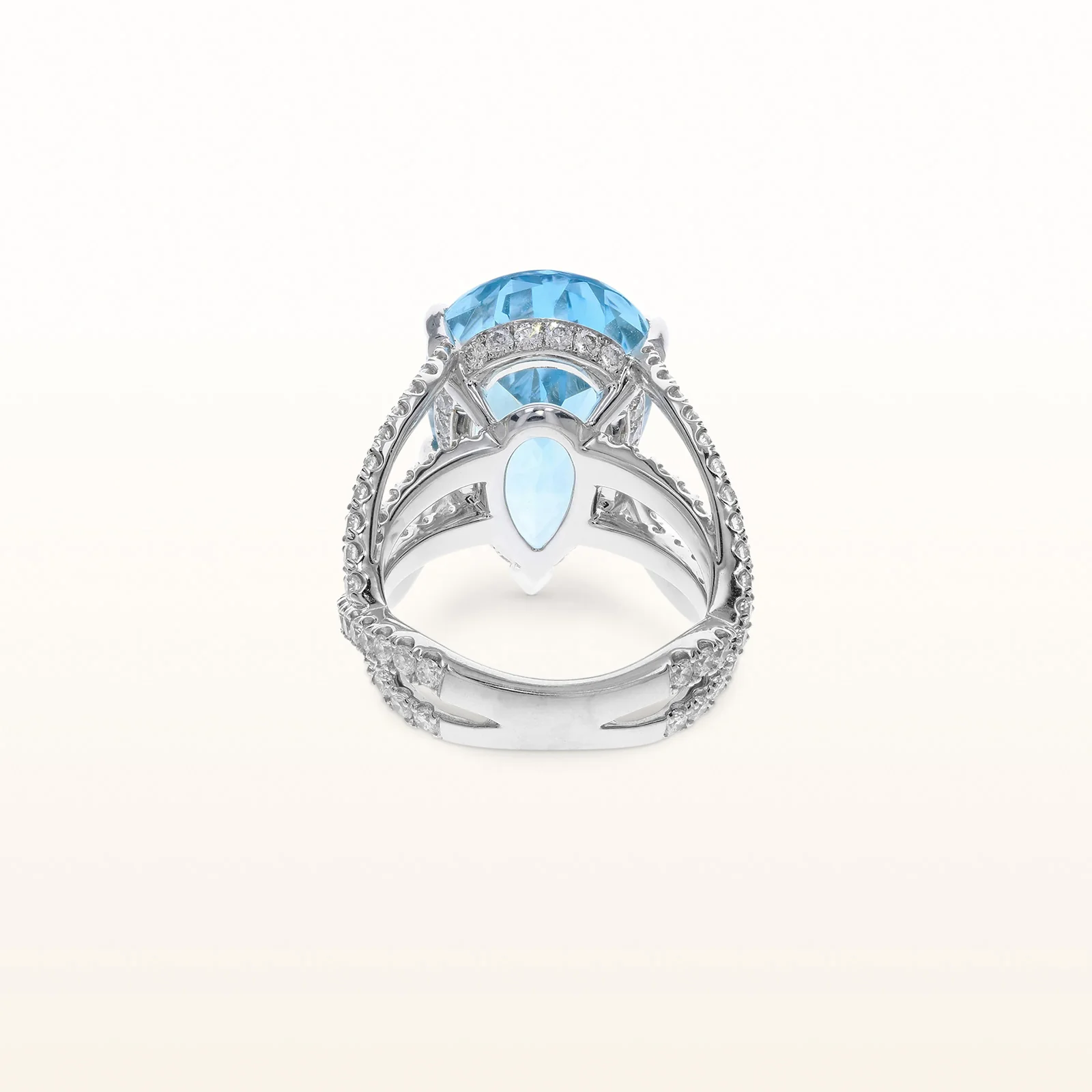 Aquamarine Pear-Shaped Cocktail Ring with Diamonds in 18kt White Gold - Image 3