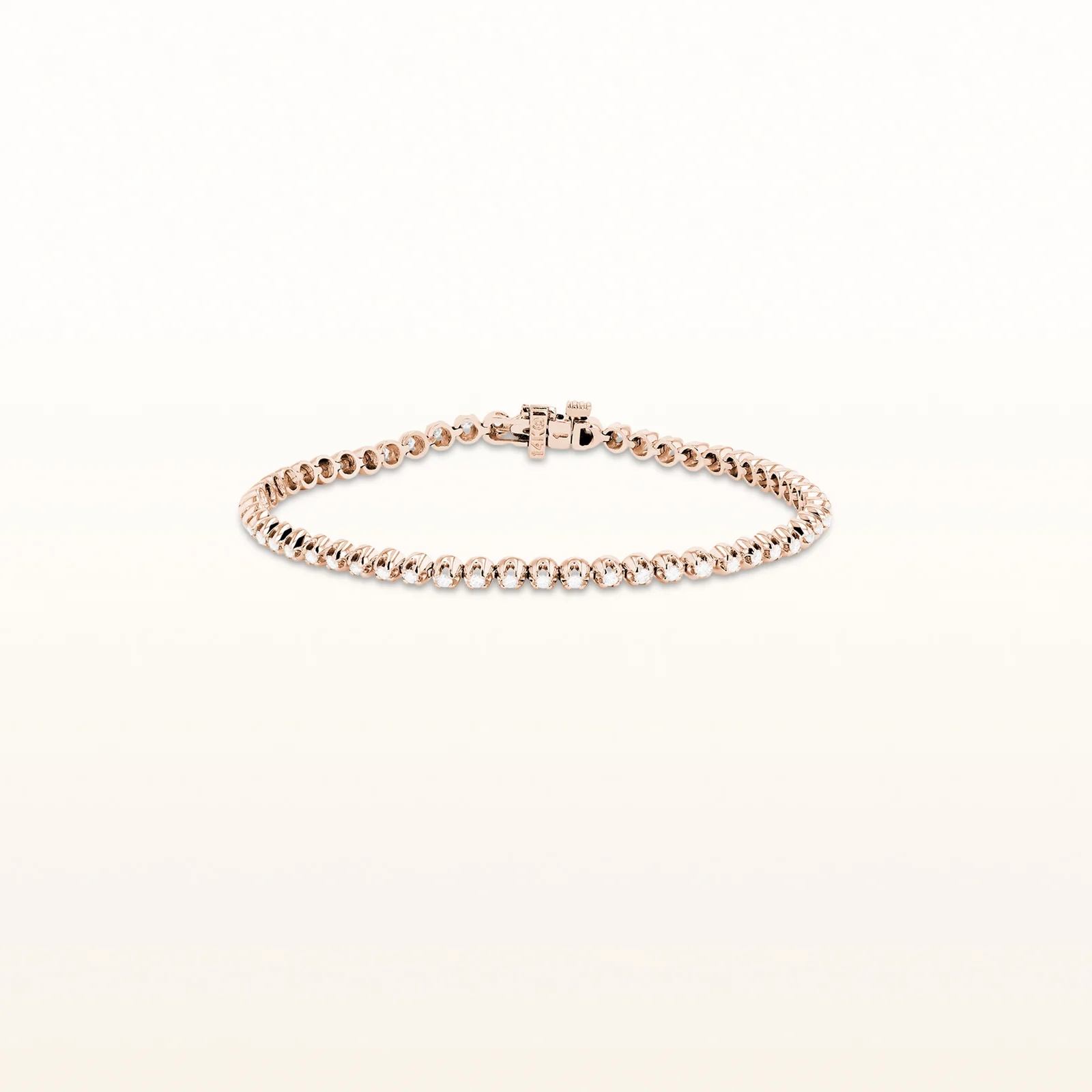 Solid Nugget Diamond Tennis Bracelet in 14k Rose Gold - Image 4