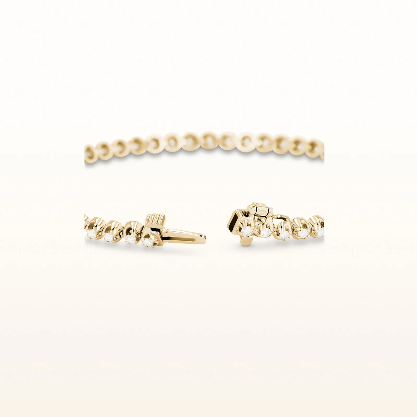 Solid Nugget Diamond Tennis Bracelet in 14k Yellow Gold - Image 2
