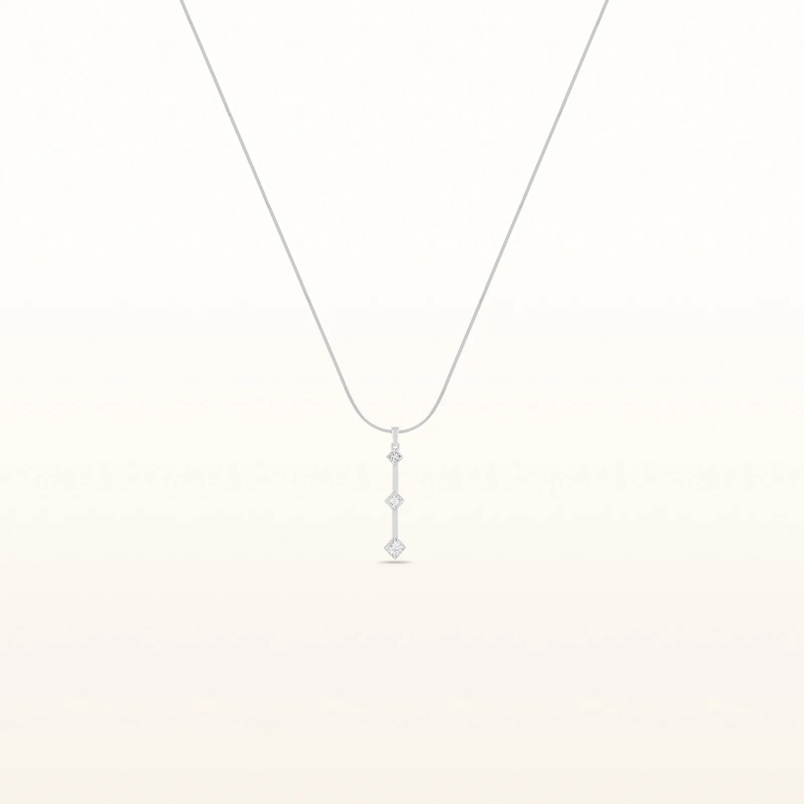 Three-Stone Princess Cut Diamond Pendant in 14kt White Gold - Image 3