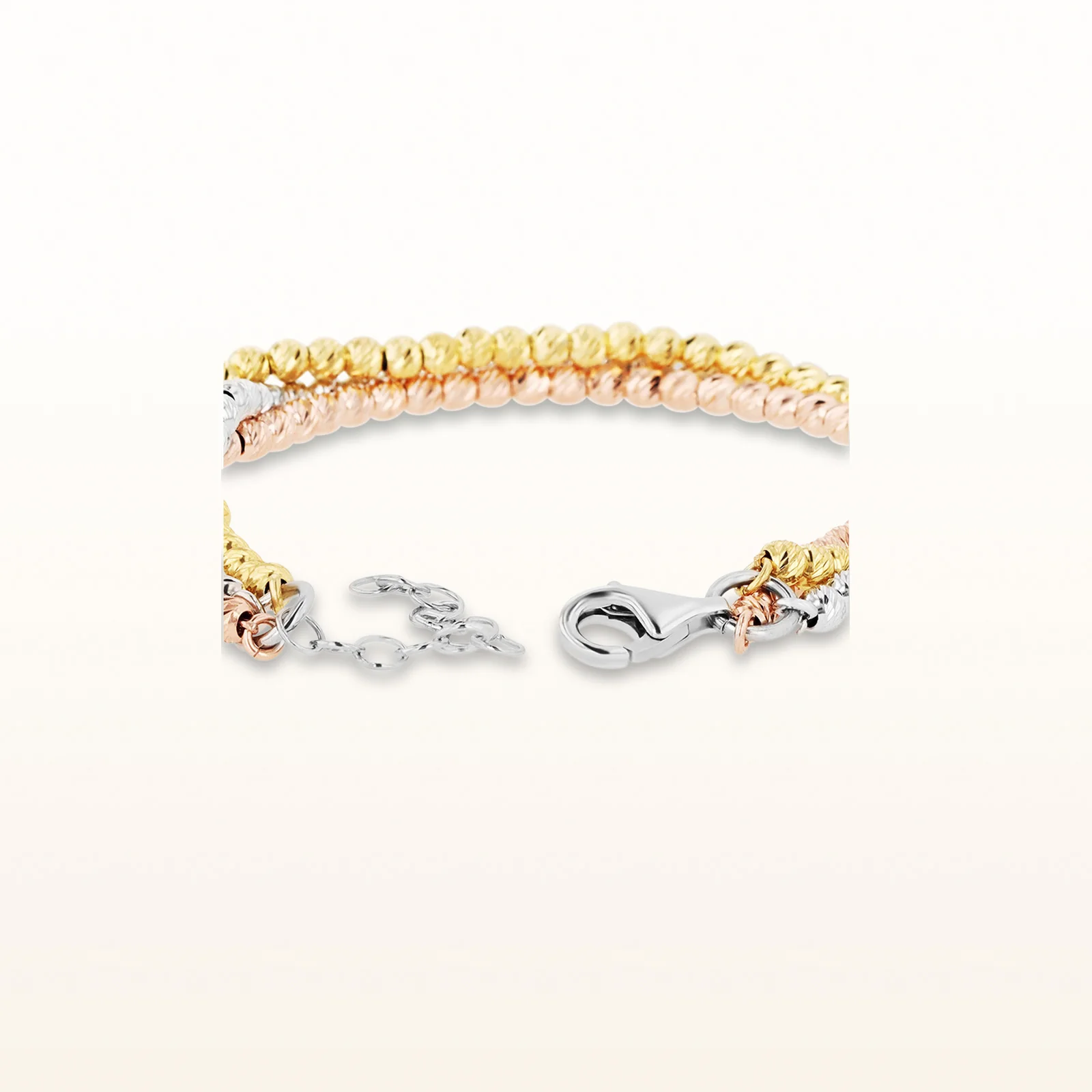 Tri-Tone 925 Sterling Silver Multi-Row Beaded Bracelet - Image 2