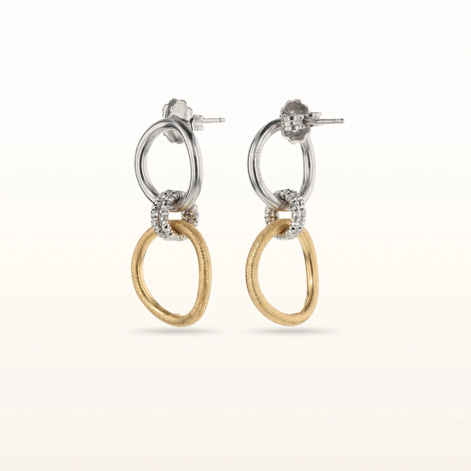 Two-Tone 925 Sterling Silver Circle Drop Earrings - Image 2