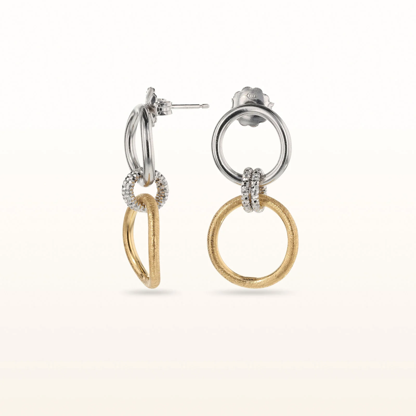 Two-Tone 925 Sterling Silver Circle Drop Earrings - Image 3