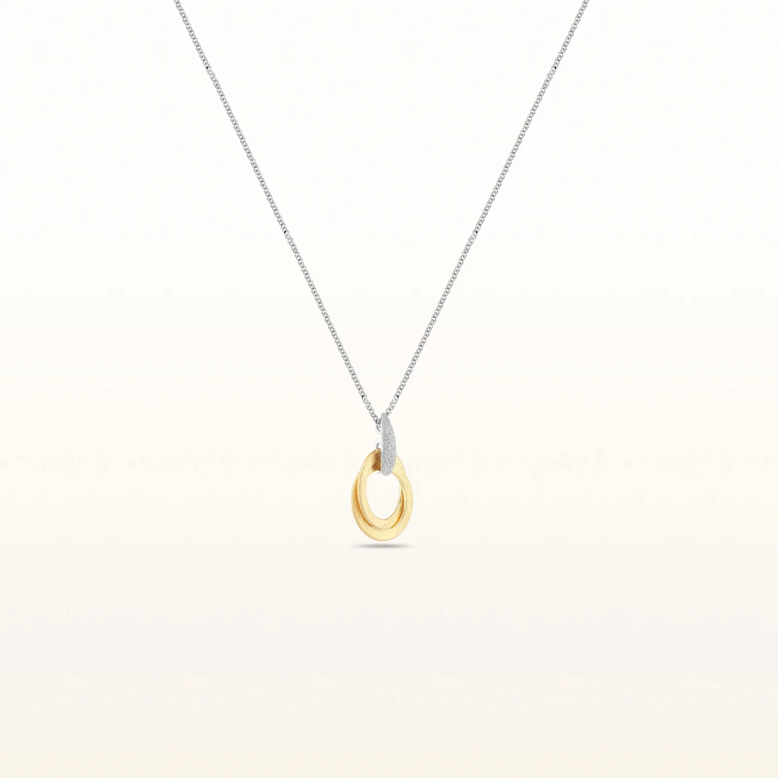 Two-Tone 925 Sterling Silver Double Circle Pendant, Yellow and Silver - Image 2
