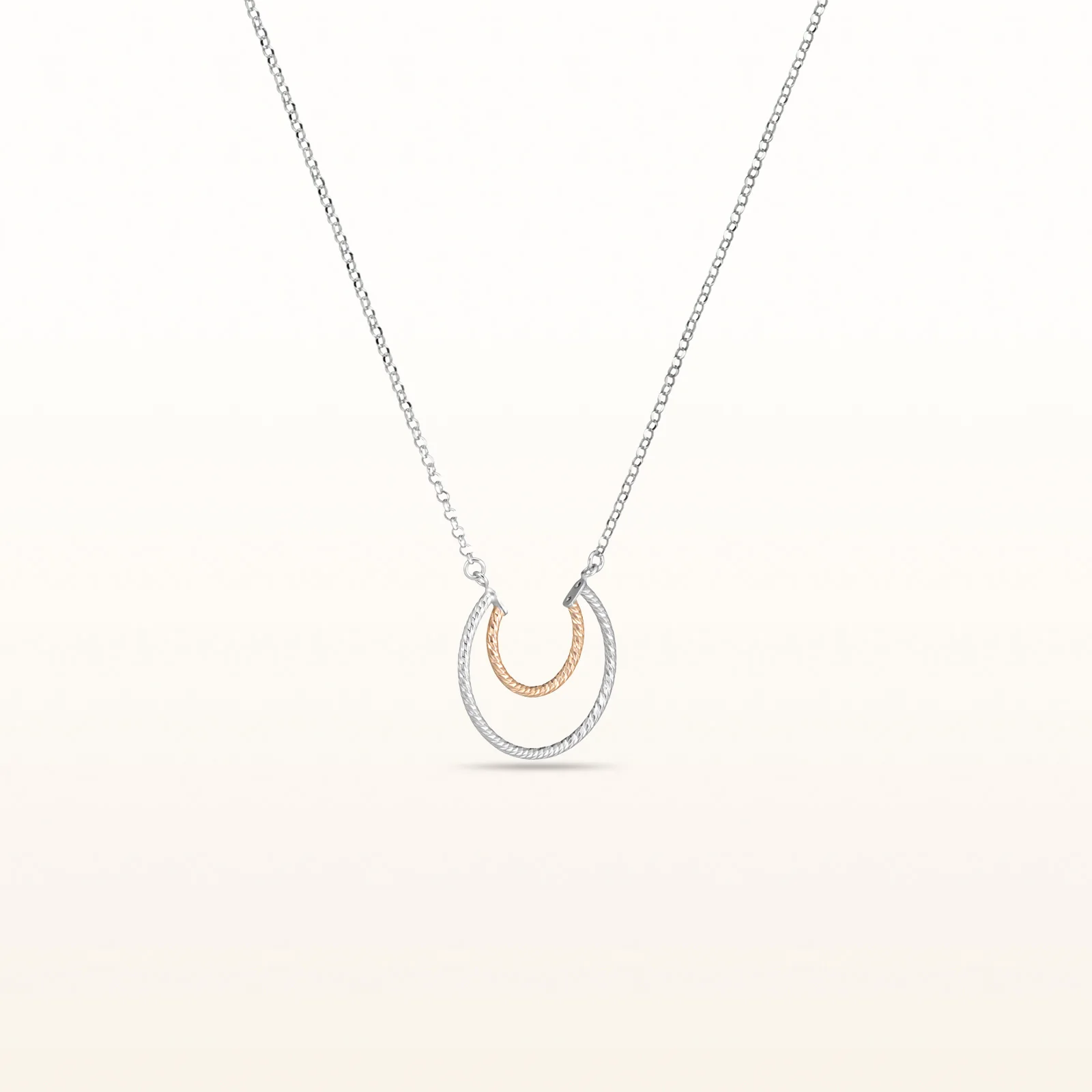 Two-Tone 925 Sterling Silver Open Circle Pendant - Image 2