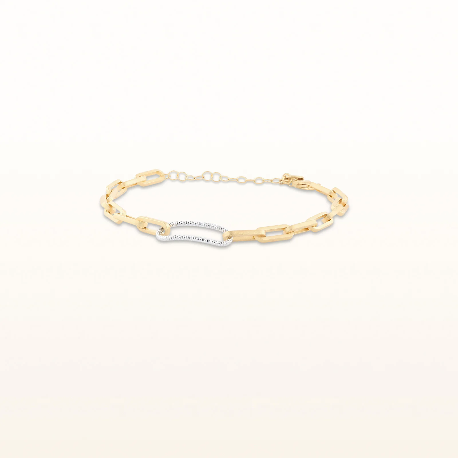 Two-Tone 925 Sterling Silver Paperclip Bracelet