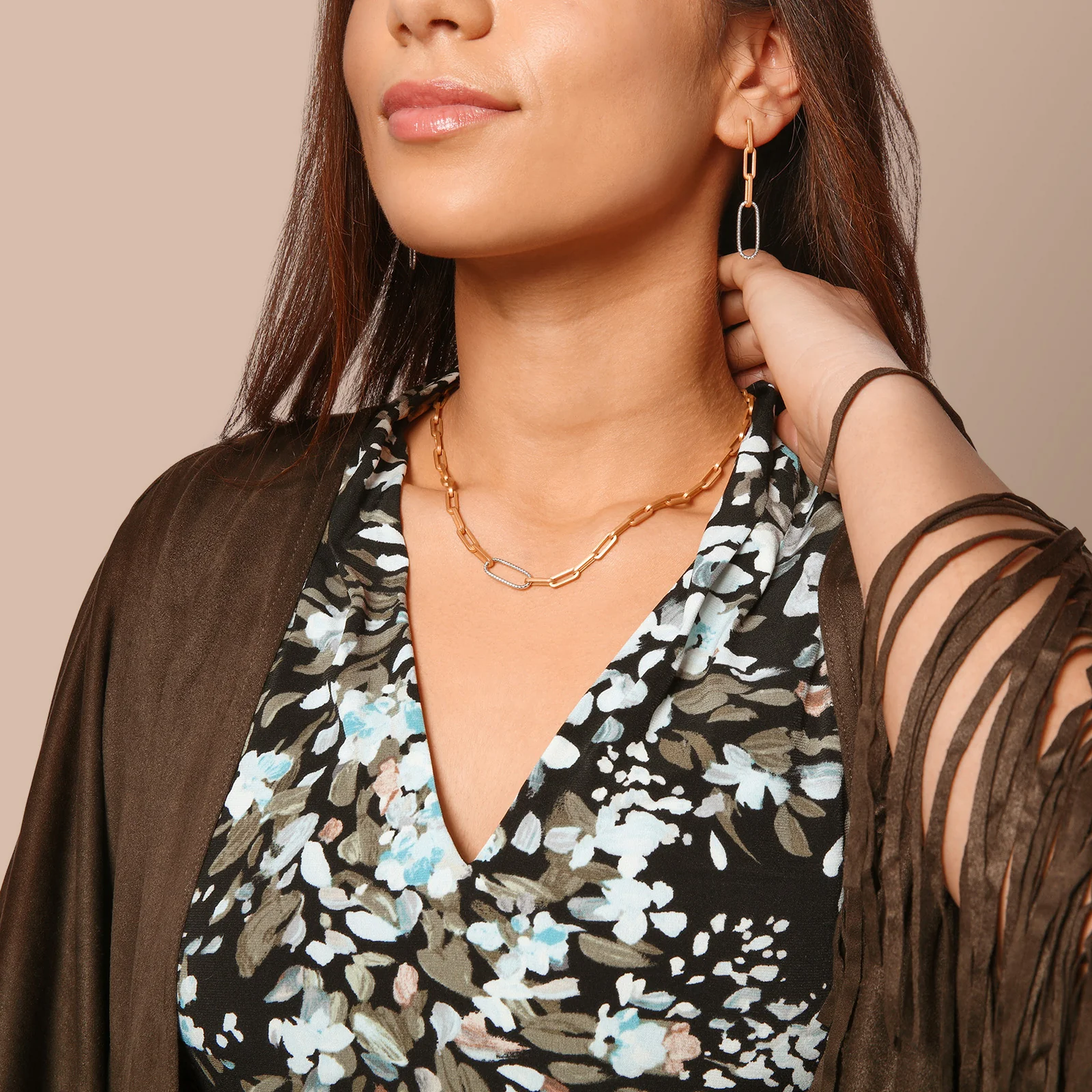 Two-Tone 925 Sterling Silver Paperclip Necklace - Image 3