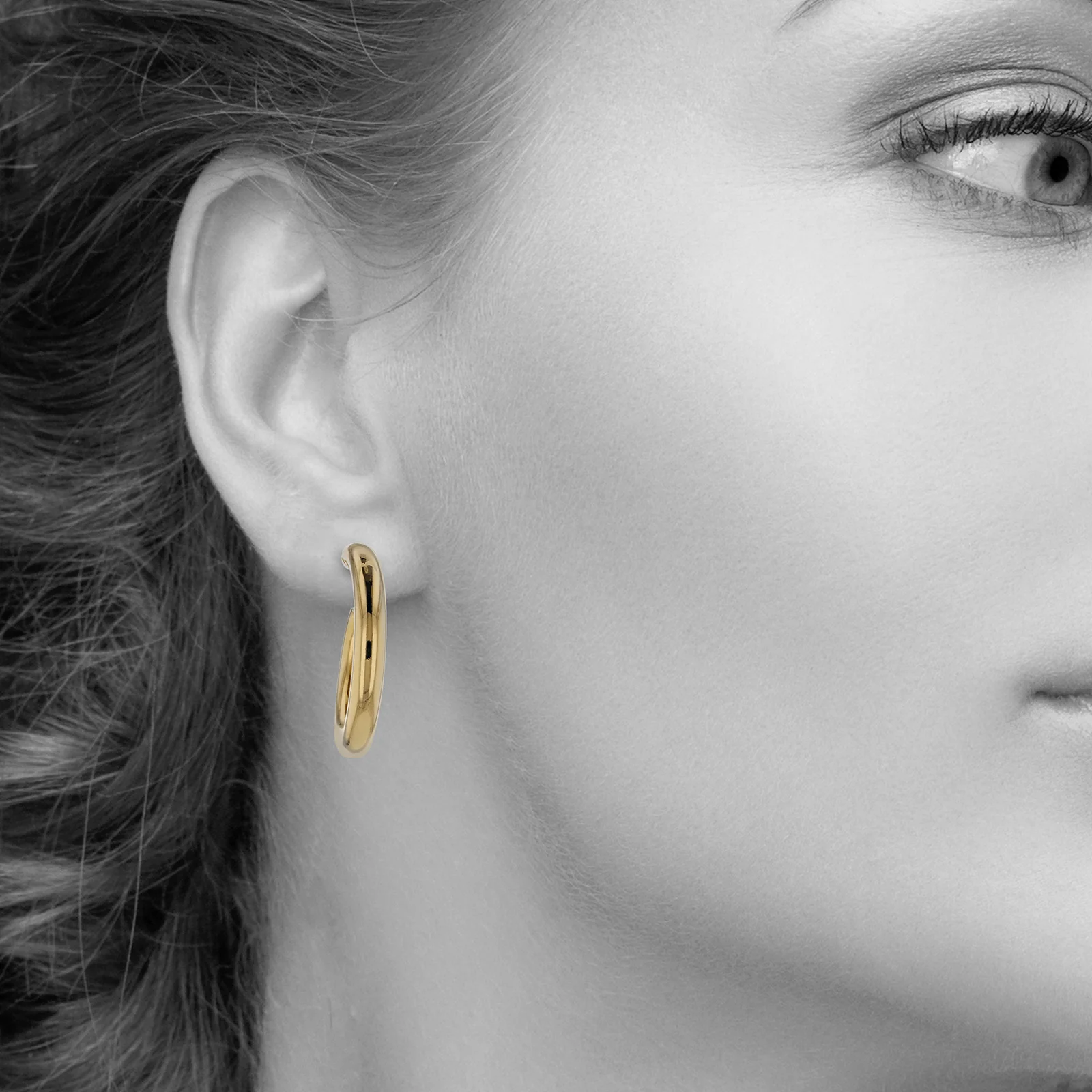 Yellow Gold Plated 925 Sterling Silver 4.25 mm Tube Hoop Earrings - Image 3