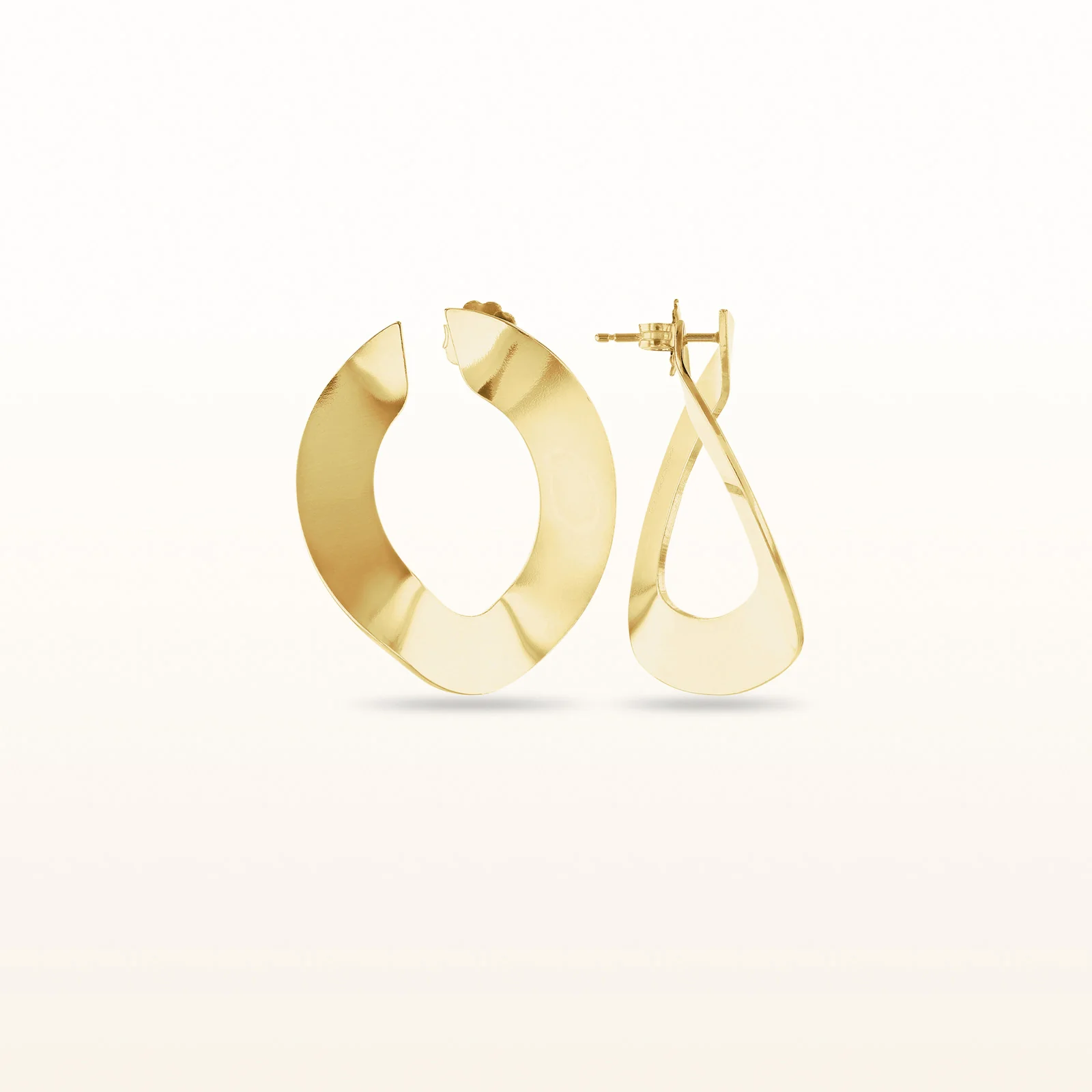 Yellow Gold Plated 925 Sterling Silver Artistic Hoop Earrings