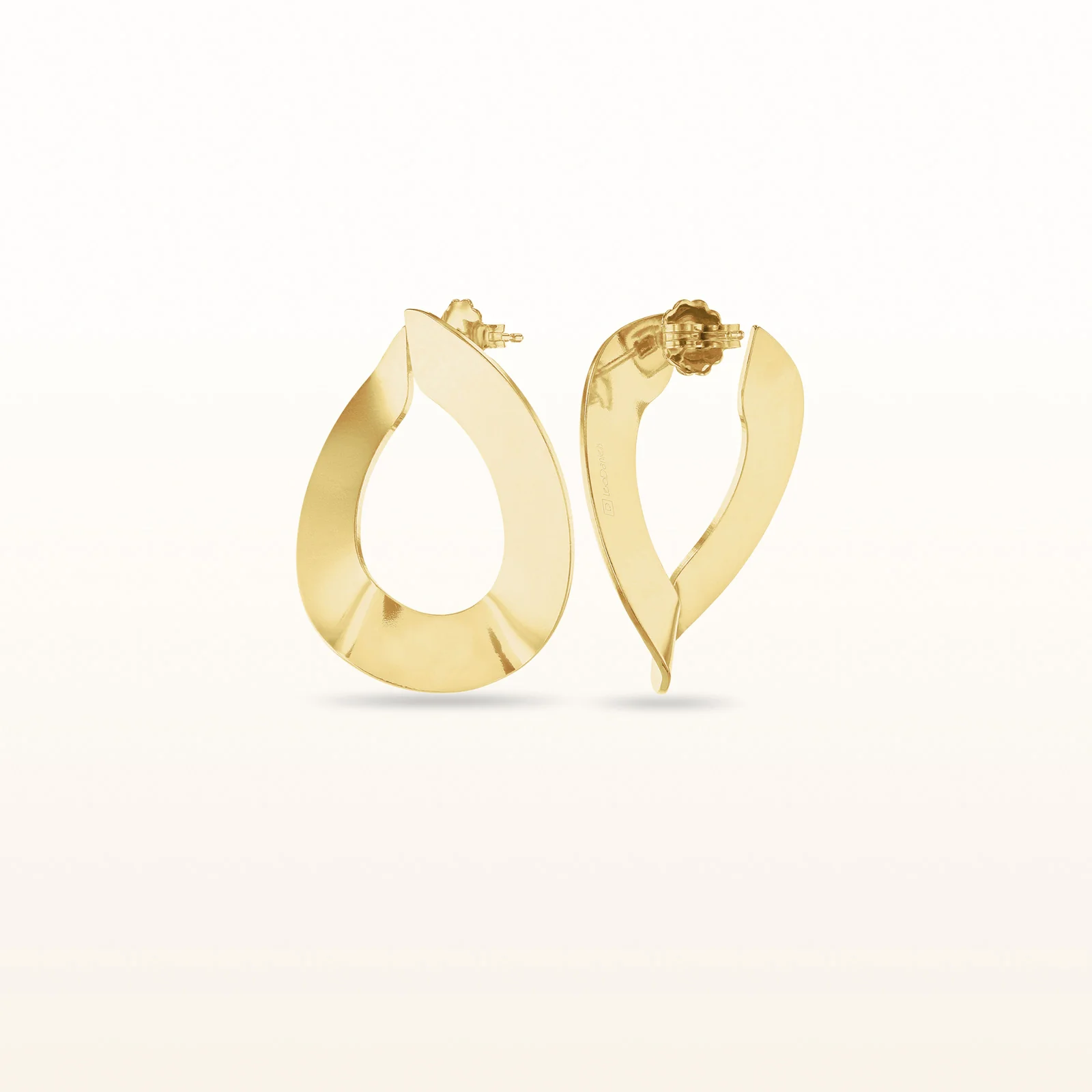 Yellow Gold Plated 925 Sterling Silver Artistic Hoop Earrings - Image 2
