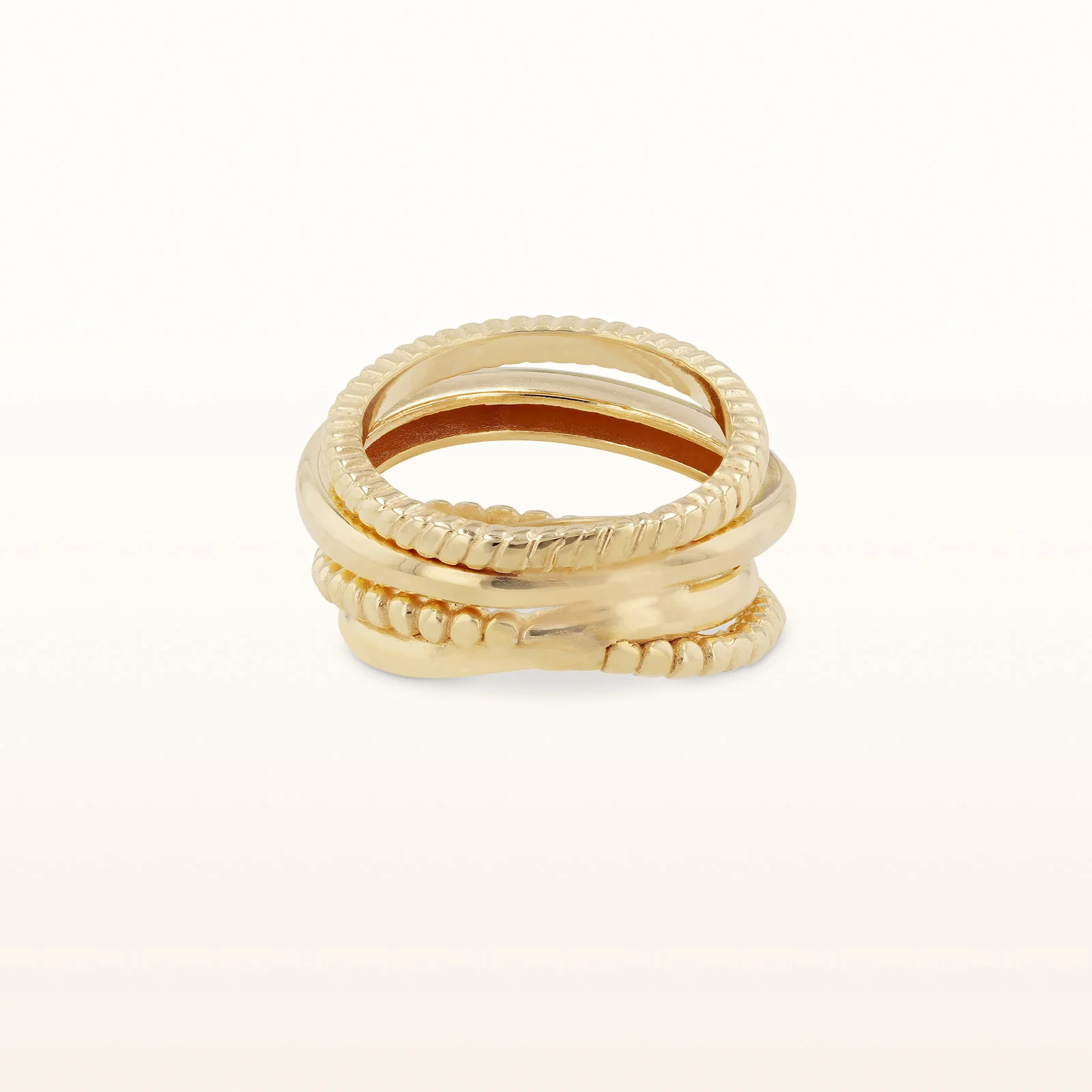 Yellow Gold Plated 925 Sterling Silver Cable-Style Crossover Ring - Image 3