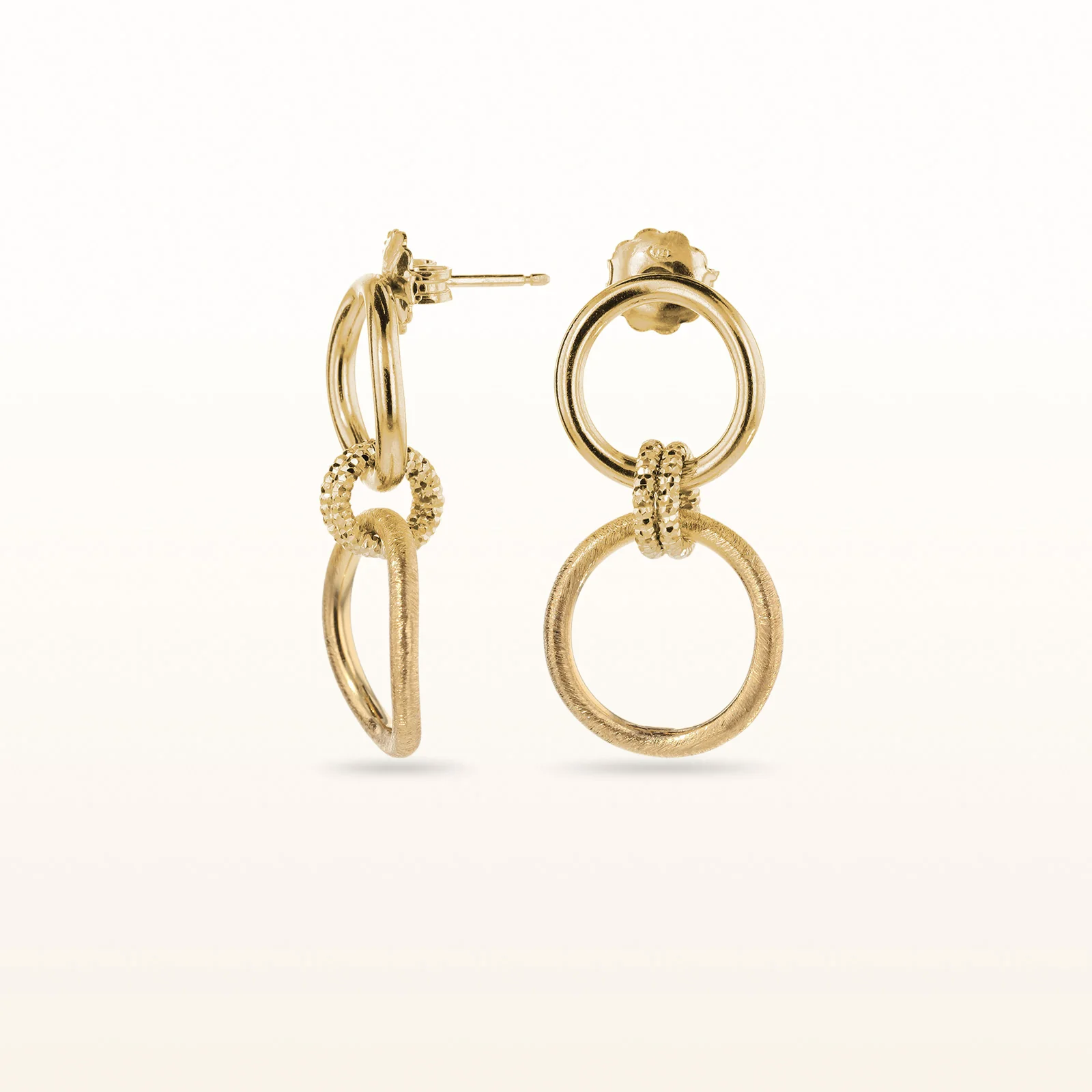 Yellow Gold Plated 925 Sterling Silver Circle Drop Earrings - Image 3