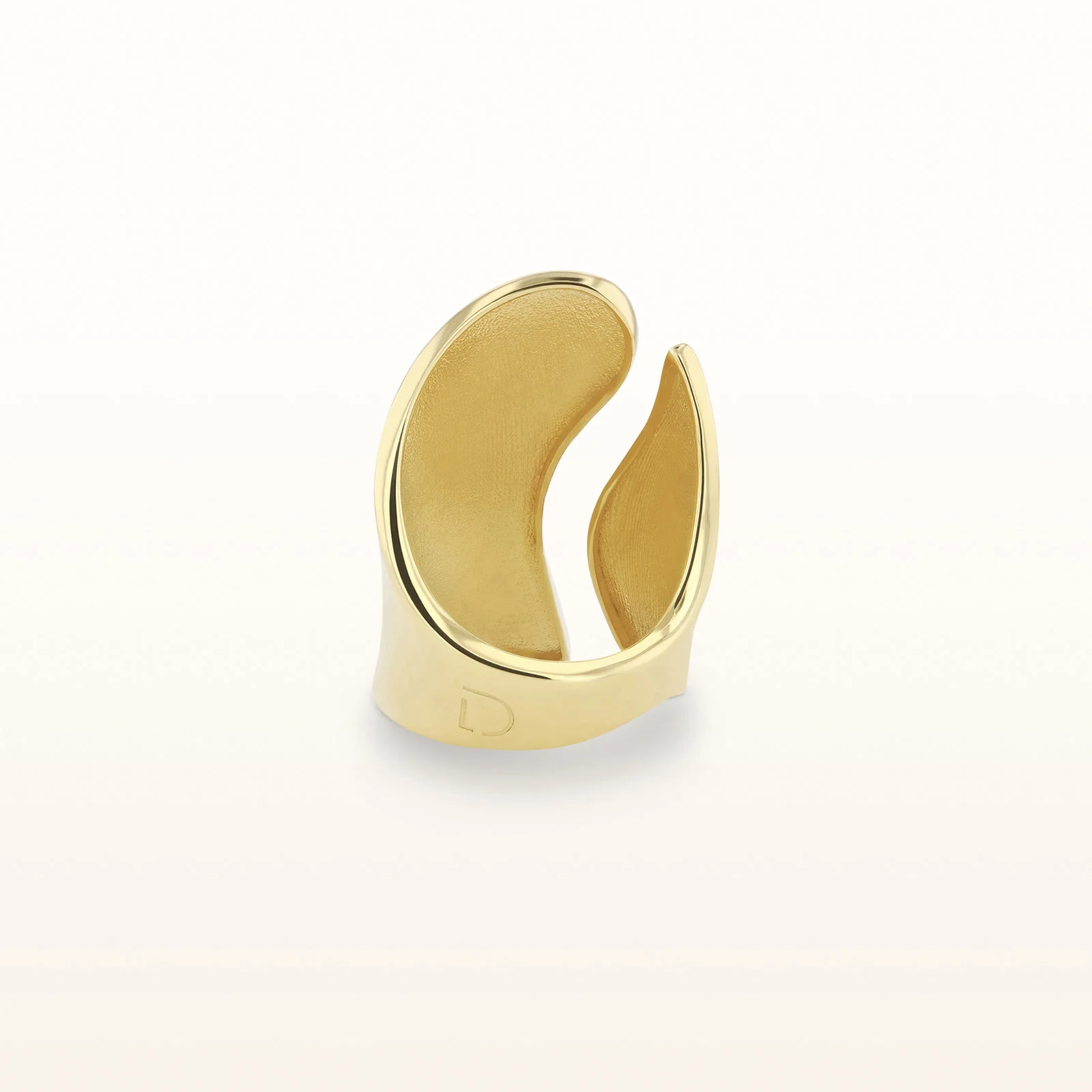 Yellow Gold Plated 925 Sterling Silver Open Wave Ring - Image 3