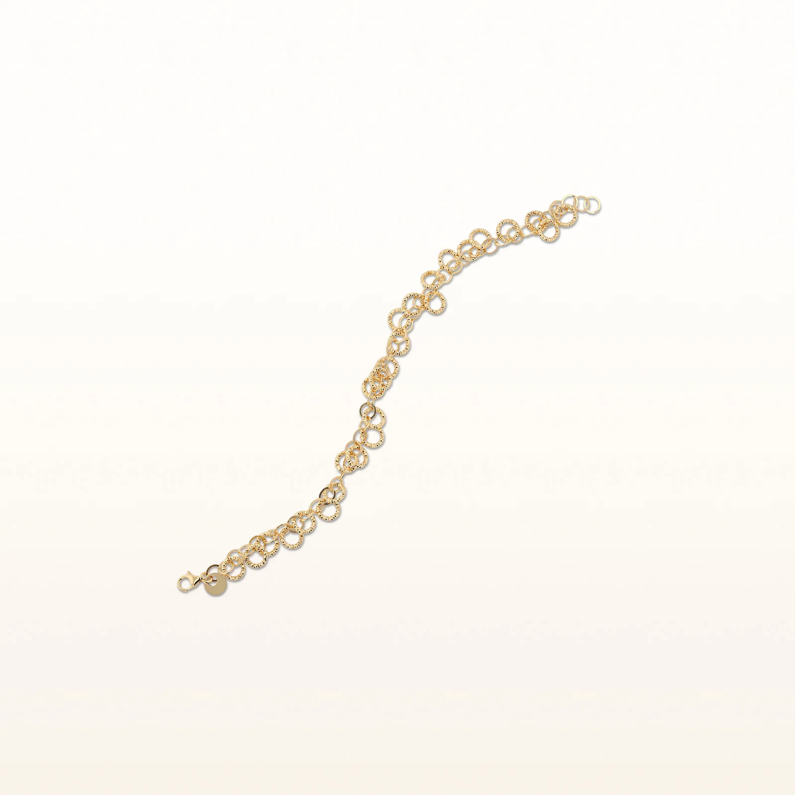 Yellow Gold Plated 925 Sterling Silver Textured Multi-Circle Bracelet - Image 3