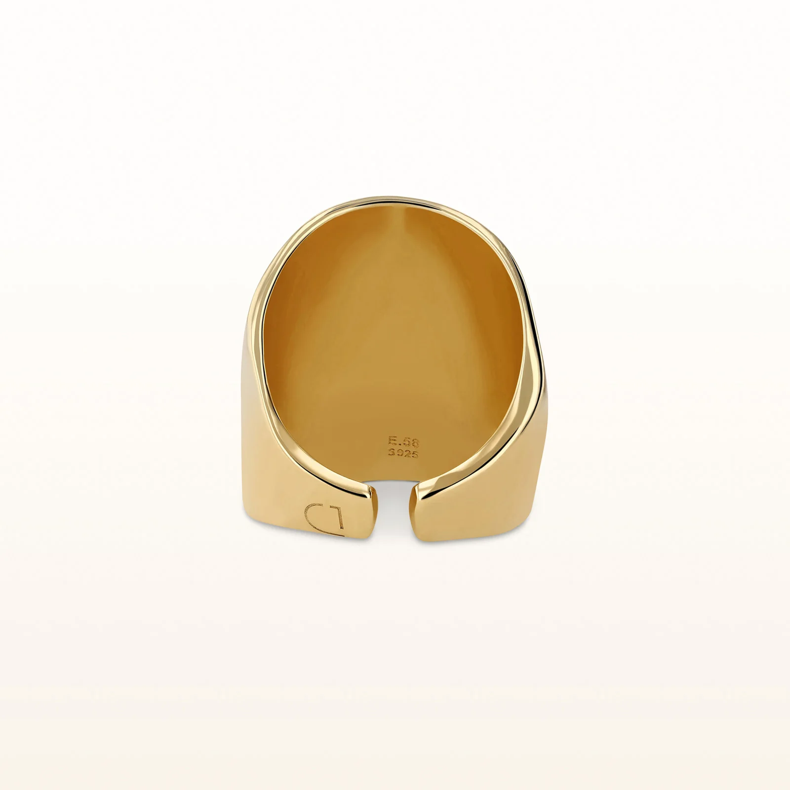 Yellow Gold Plated 925 Sterling Silver Wavy High Polish Finish Wide Fashion Ring - Image 3